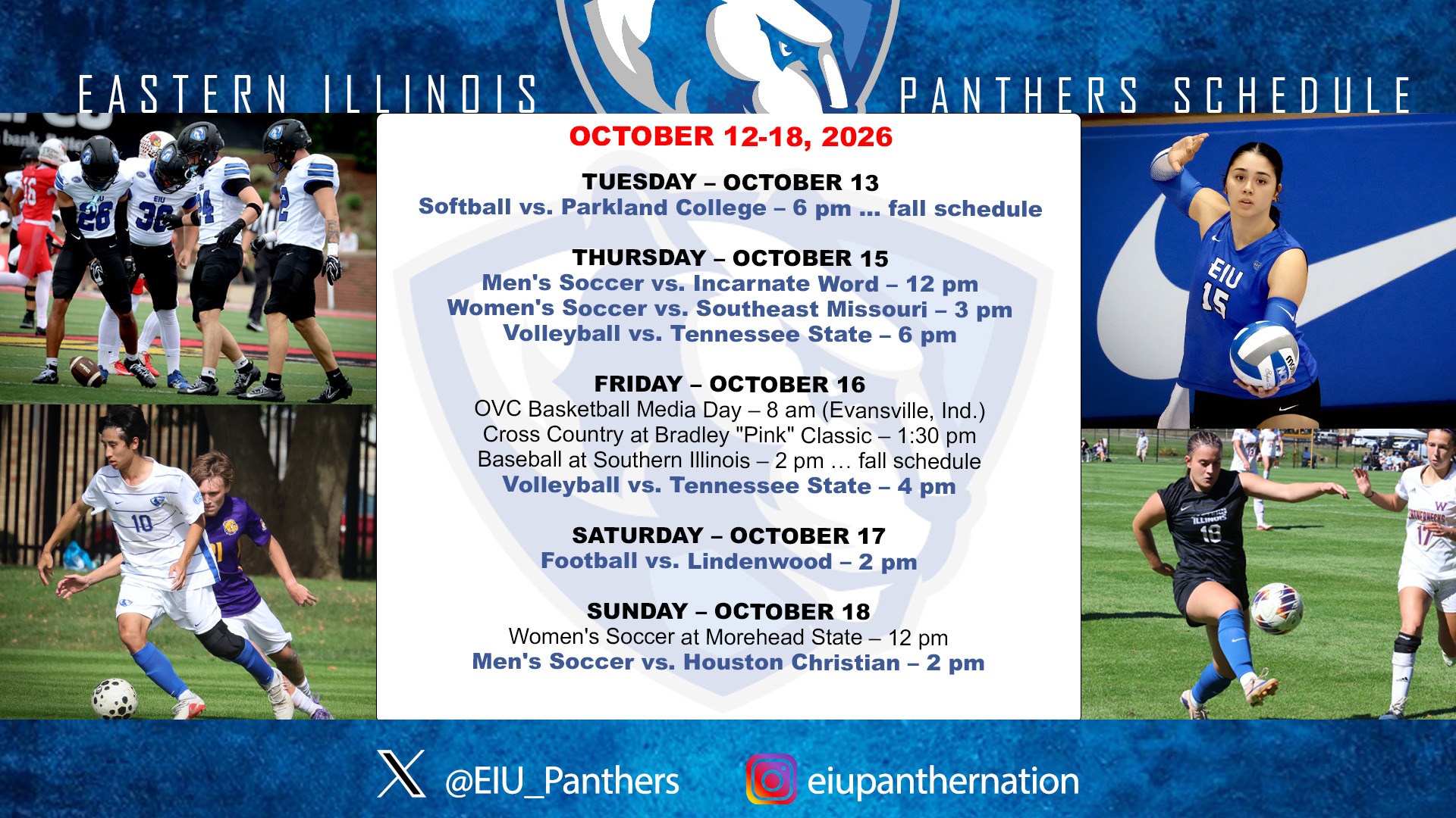 This Week in EIU Athletics - October 12-18, 2026