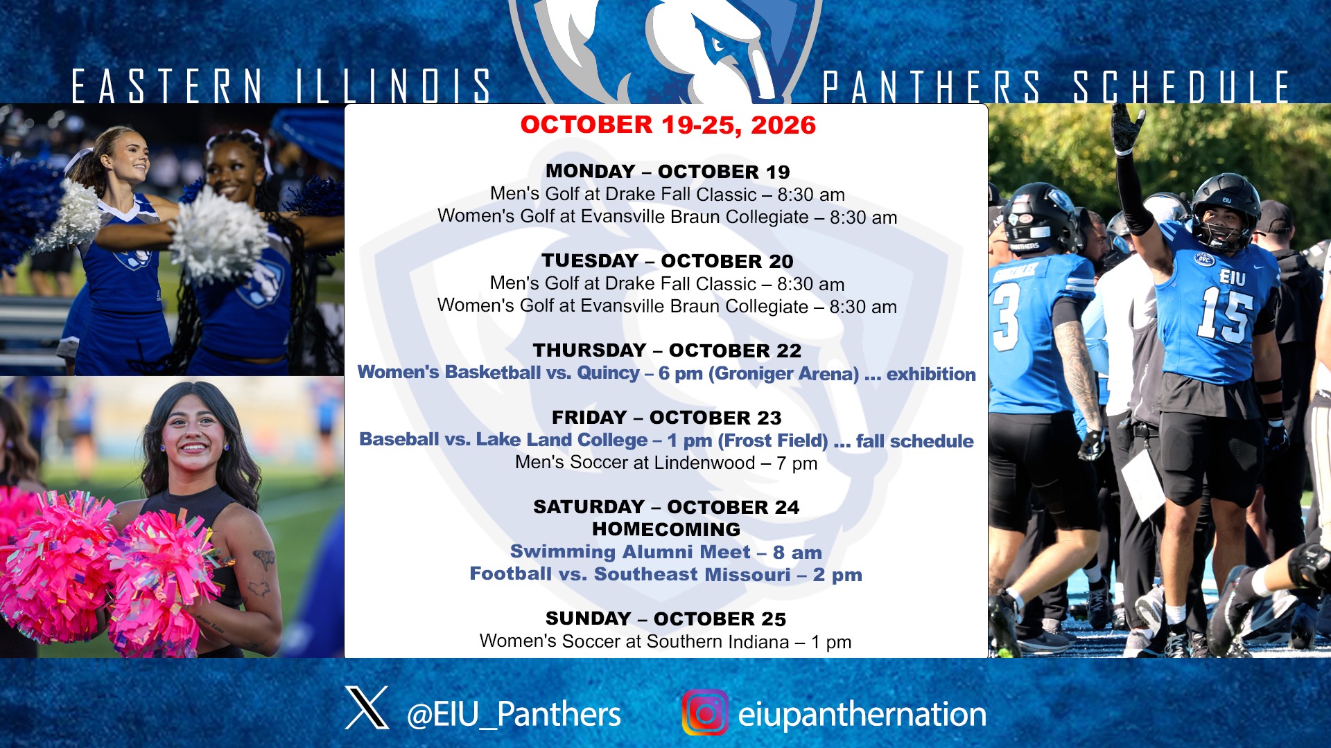this week in EIU Athletics - October 19-25, 2026