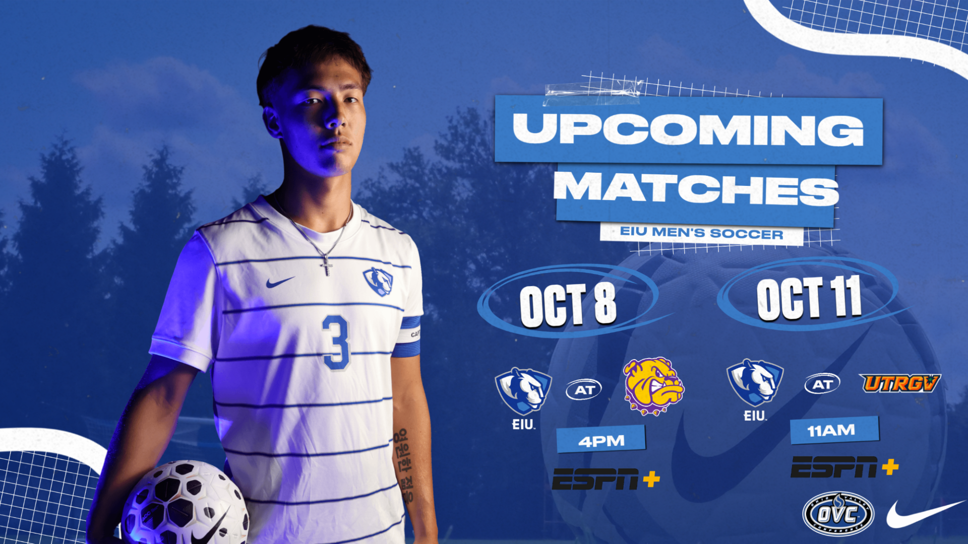 EIU men's soccer graphic Connor Bayliss