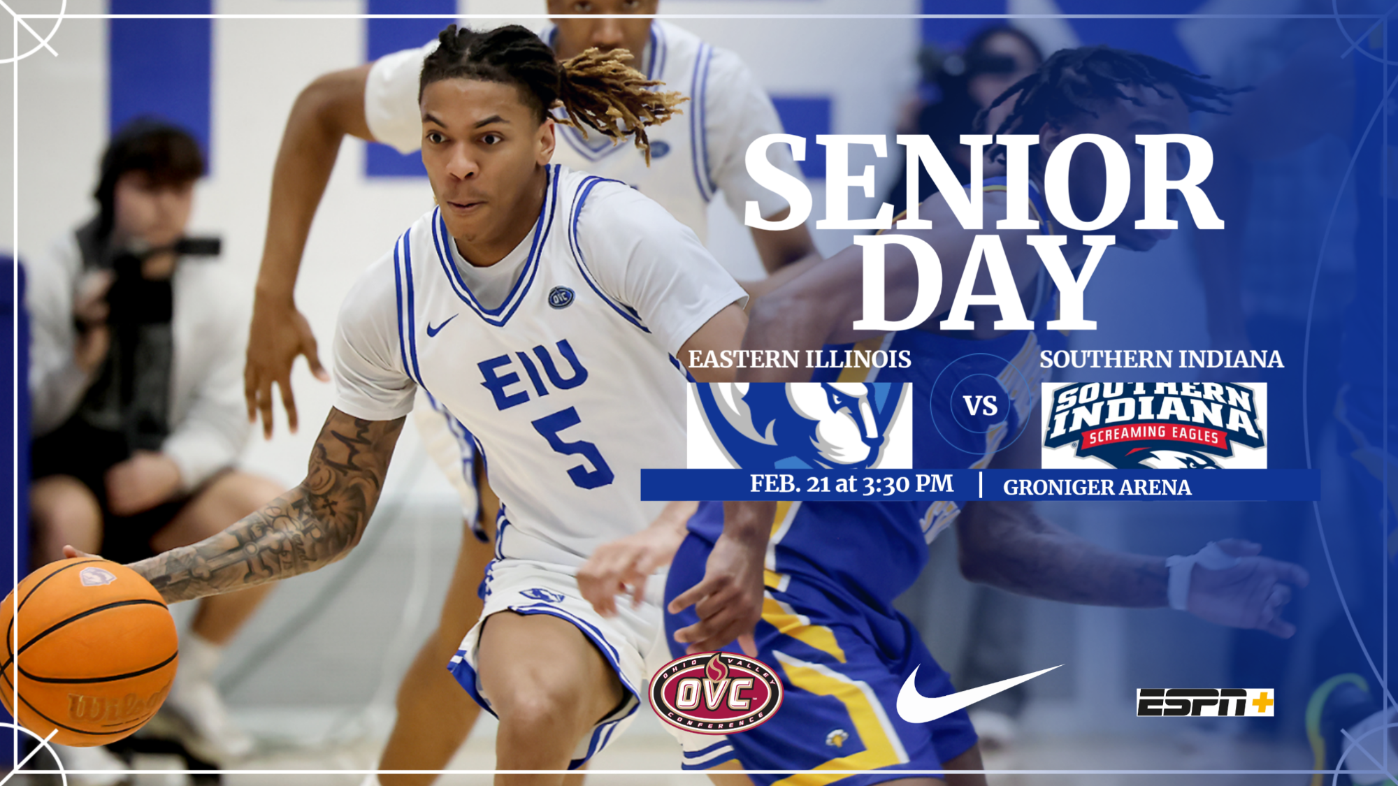 EIU men's basketball hosts Southern Indiana for Senior Day - Zion Fruster pictured