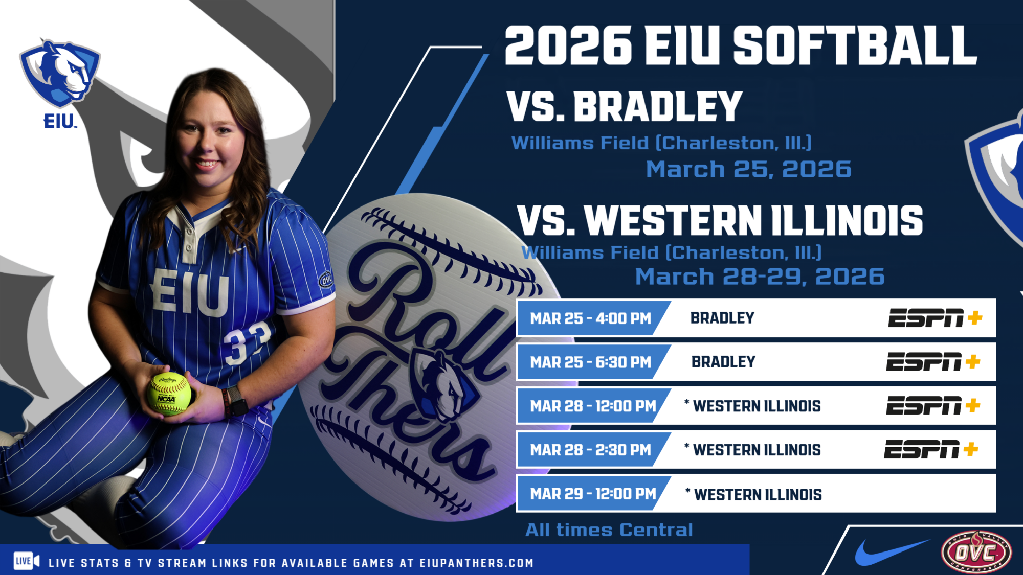 EIU hosts Bradley and WIU this week - bryanna french pictured