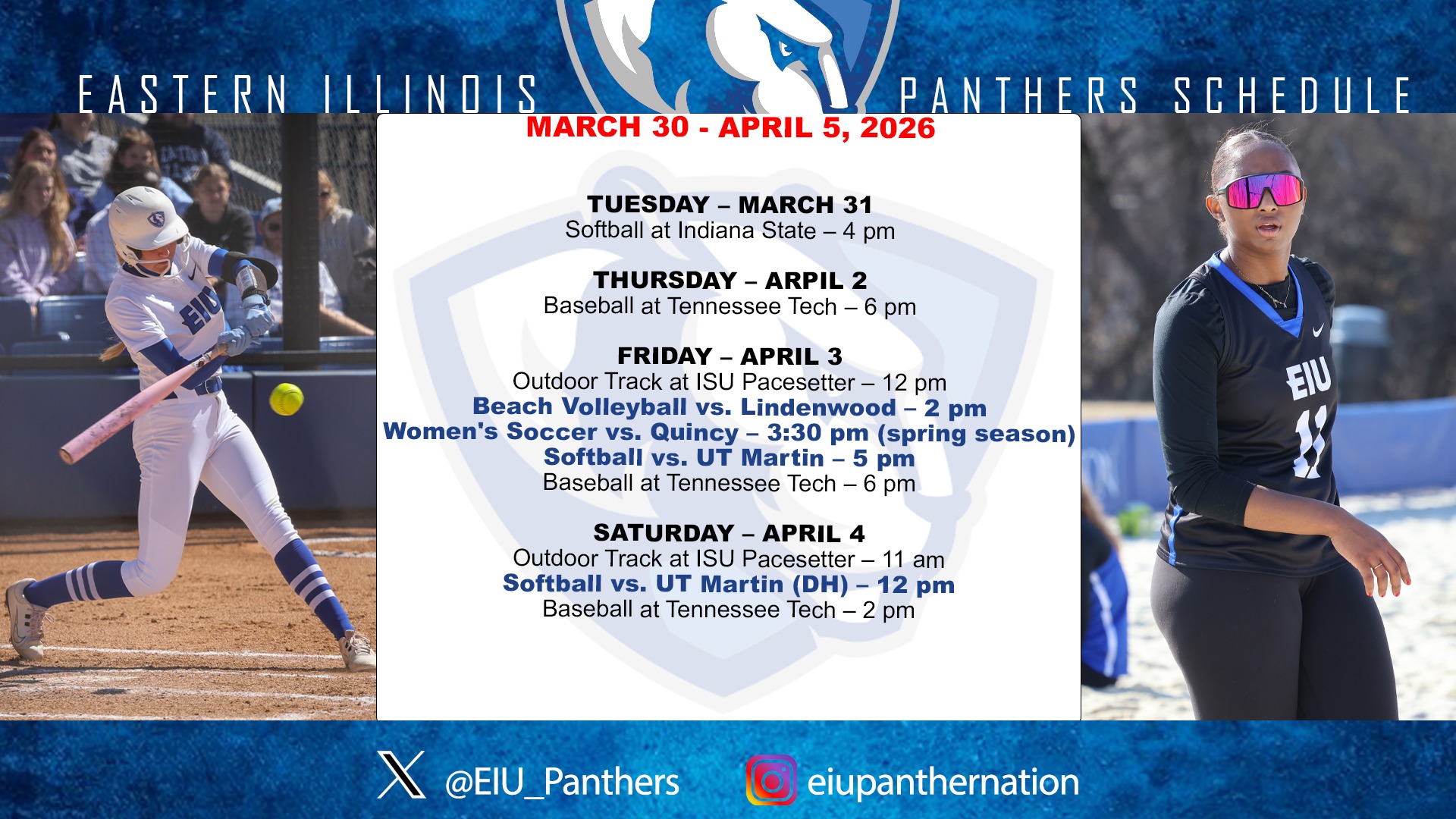 This Week In EIU Athletics - March 30-April 5, 2026