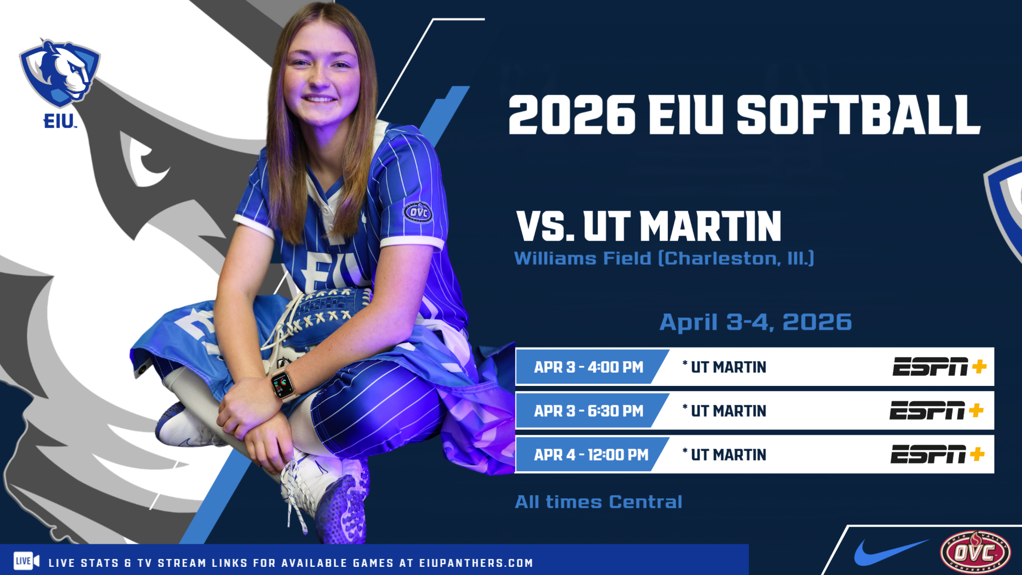 EIU softball hosts UT Martin this weekend - Rylan Gick pictured