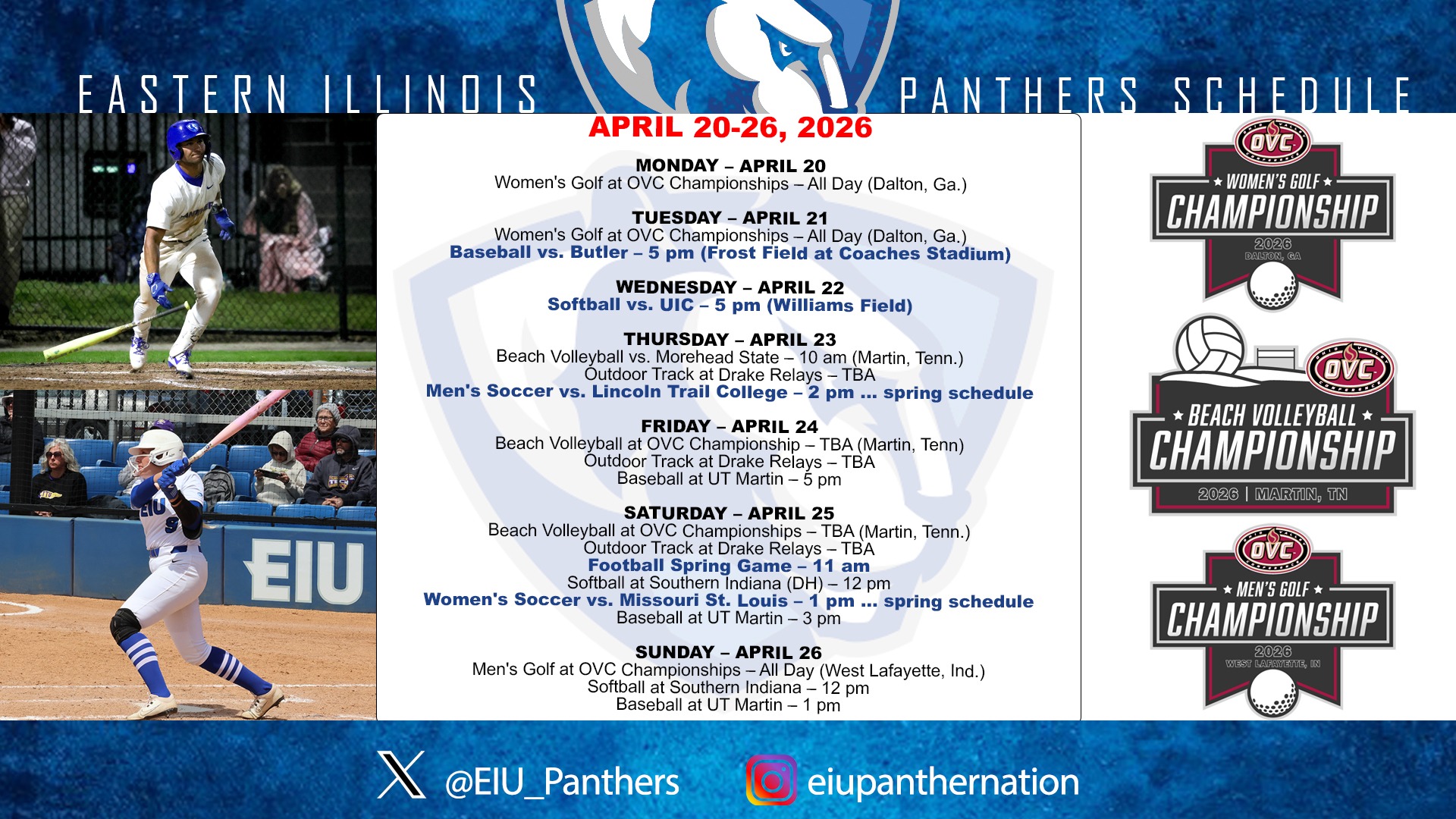 This Week In EIU Athletics - April 20-26, 2026