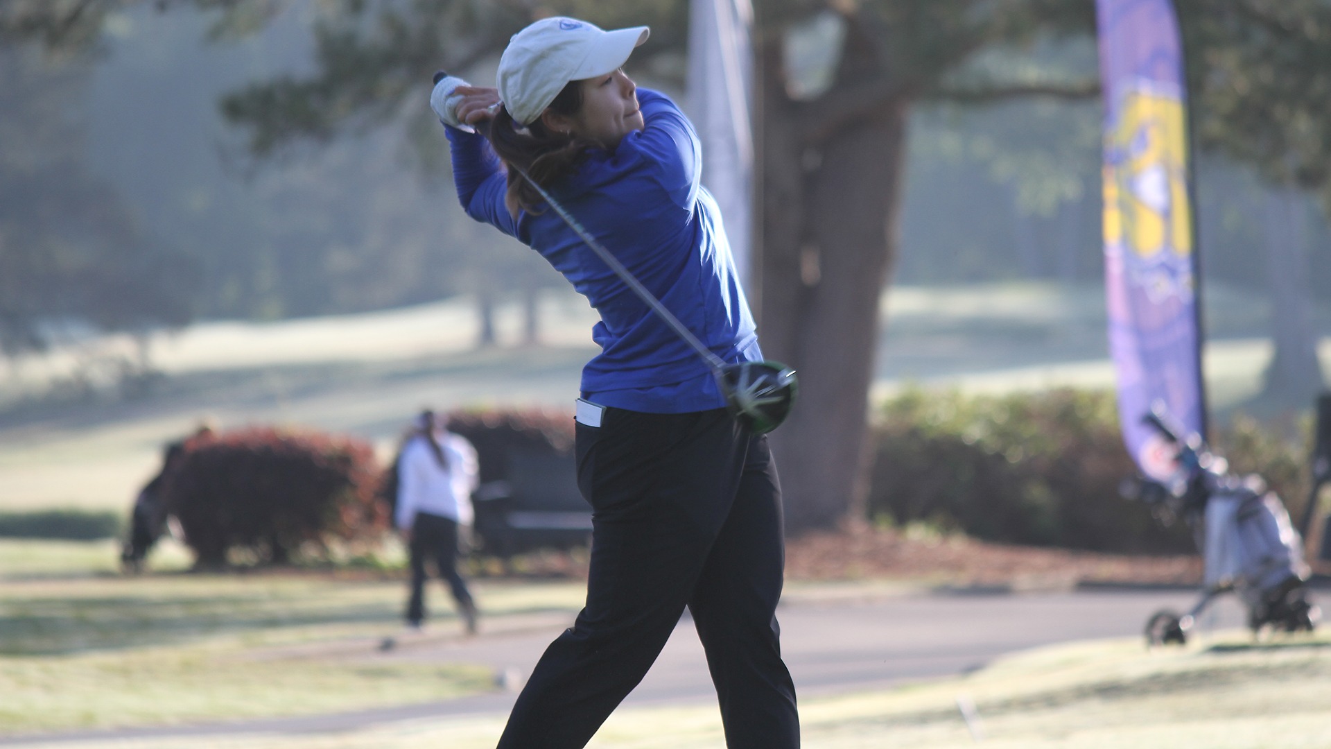 EIU's Sophia Miller tees off at the 2026 OVC Women's Golf Championship in Dalton, Ga. (April 20, 2026)