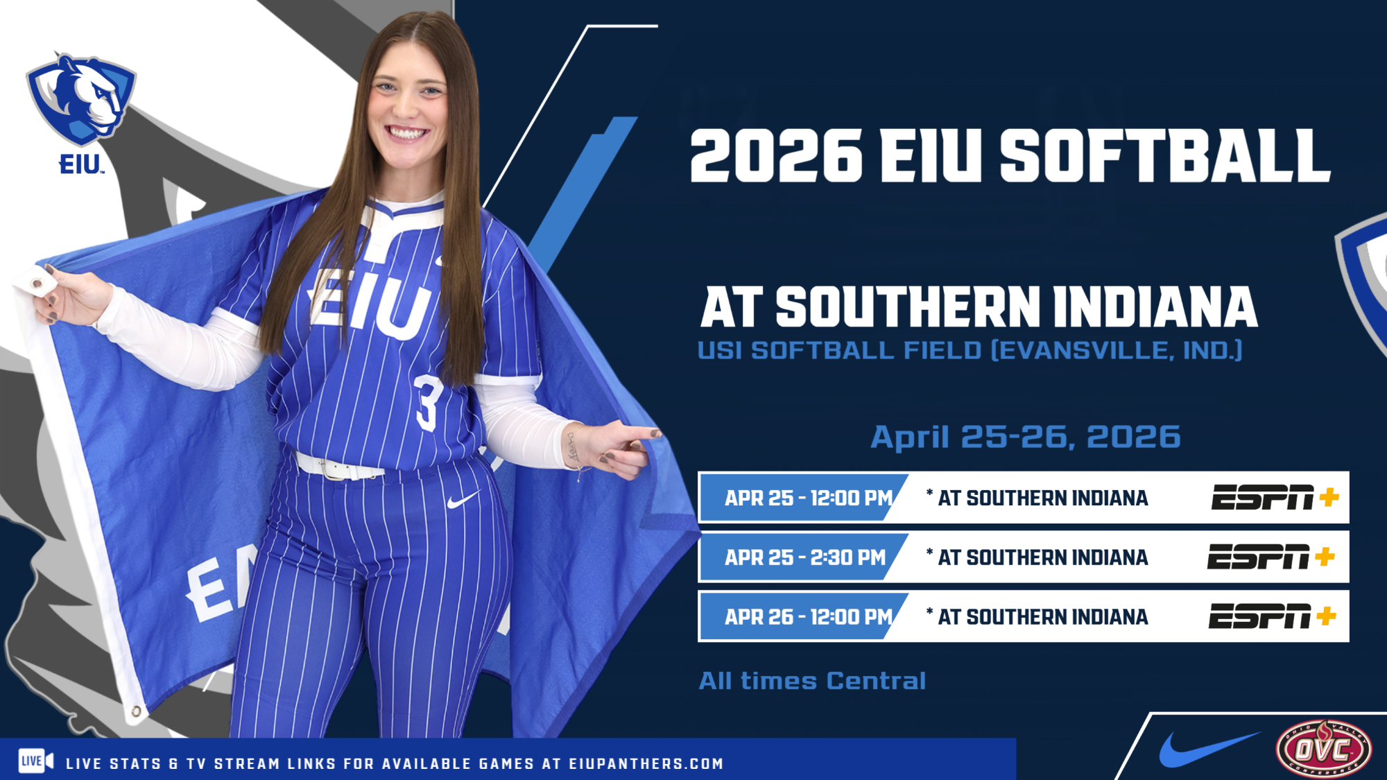 EIU travels to Southern Indiana for final road softball series of the regular season ... Lexie Griffin pictured