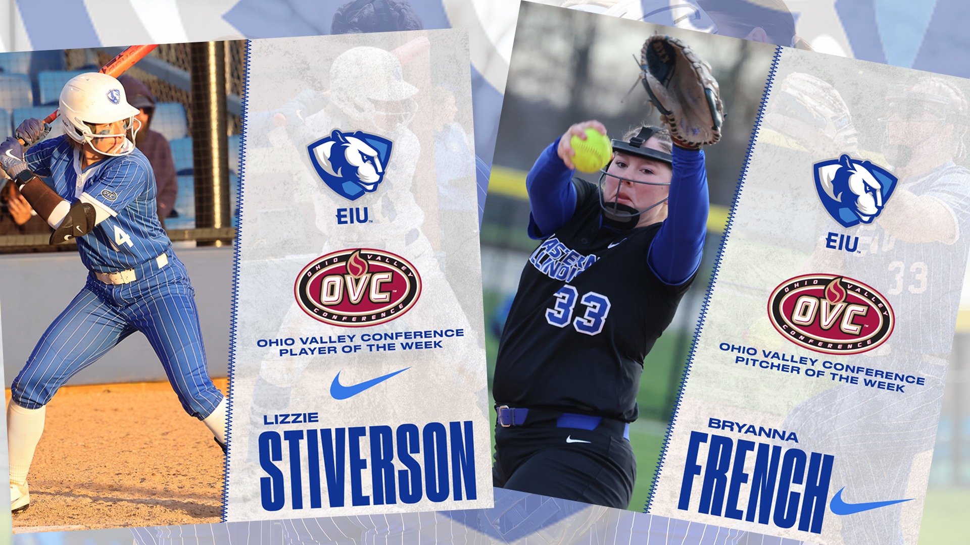 Lizzie Stiverson and Bryanna French have been named the OVC Player and Pitcher of the Week