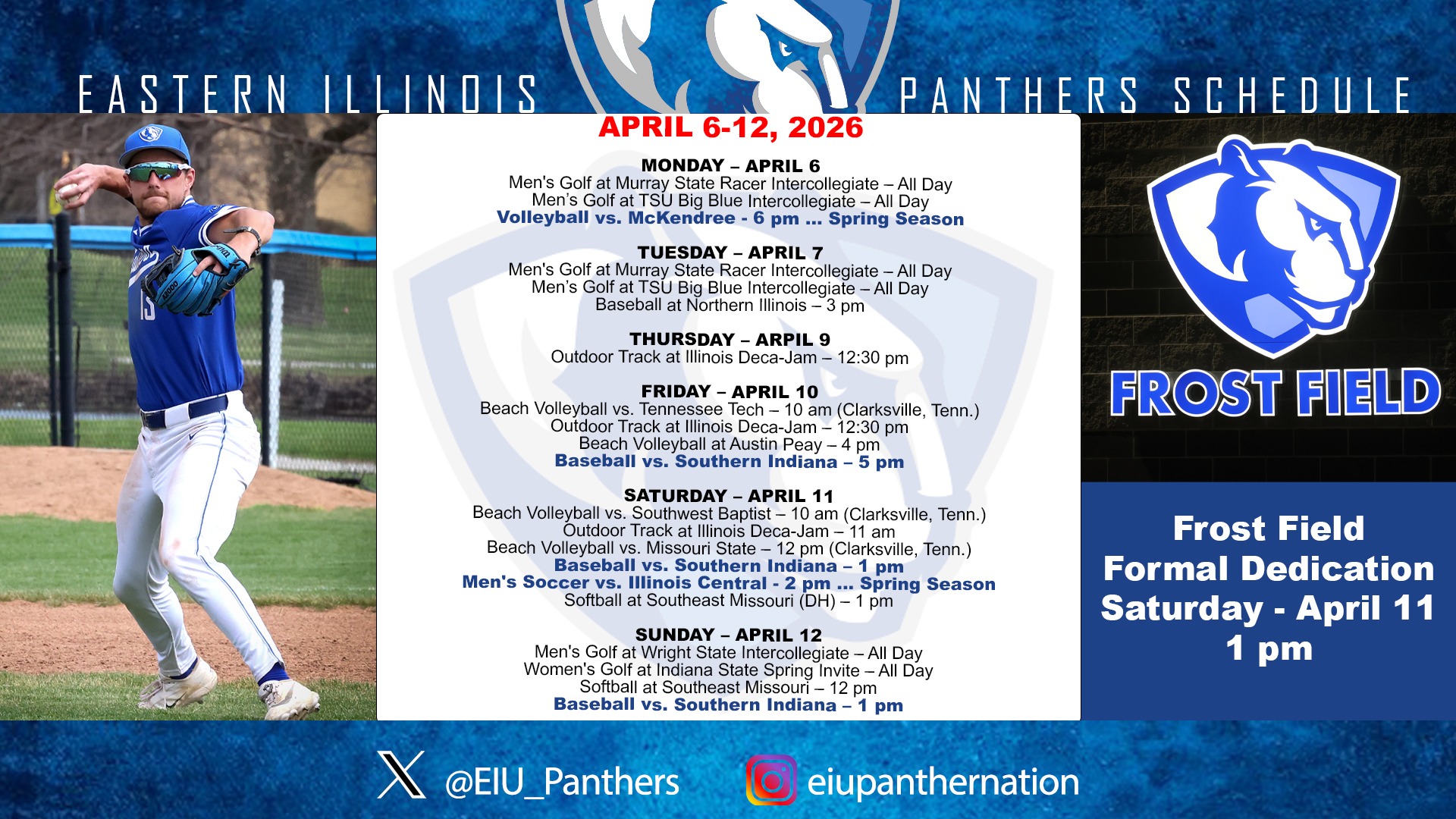 This week EIU Athletics - April 6-12, 2026