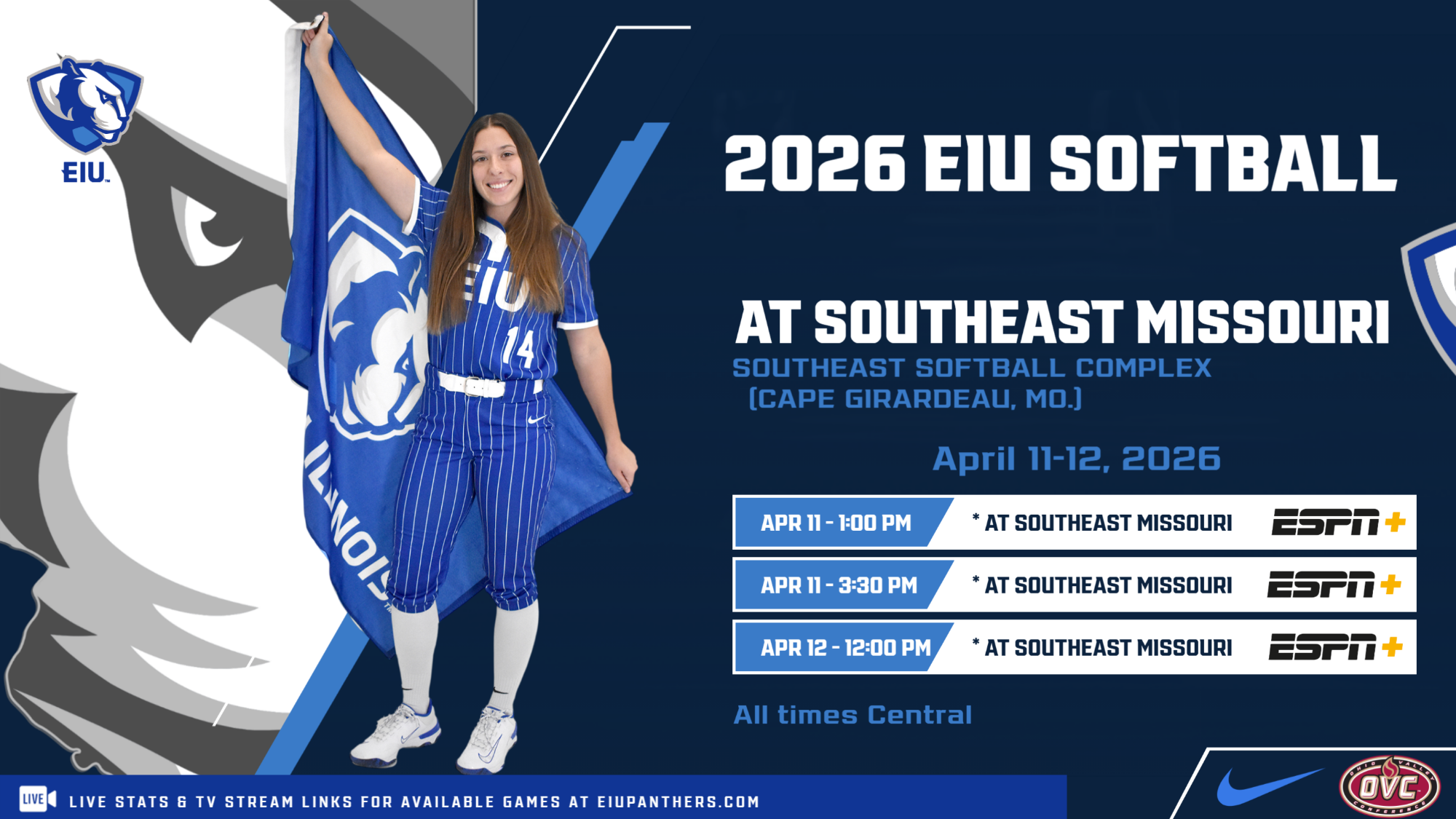 EIU softball travels to Southeast Missouri this weekend - series preview for April 11-12, 2026 ... Lizzie Stiverson pictured