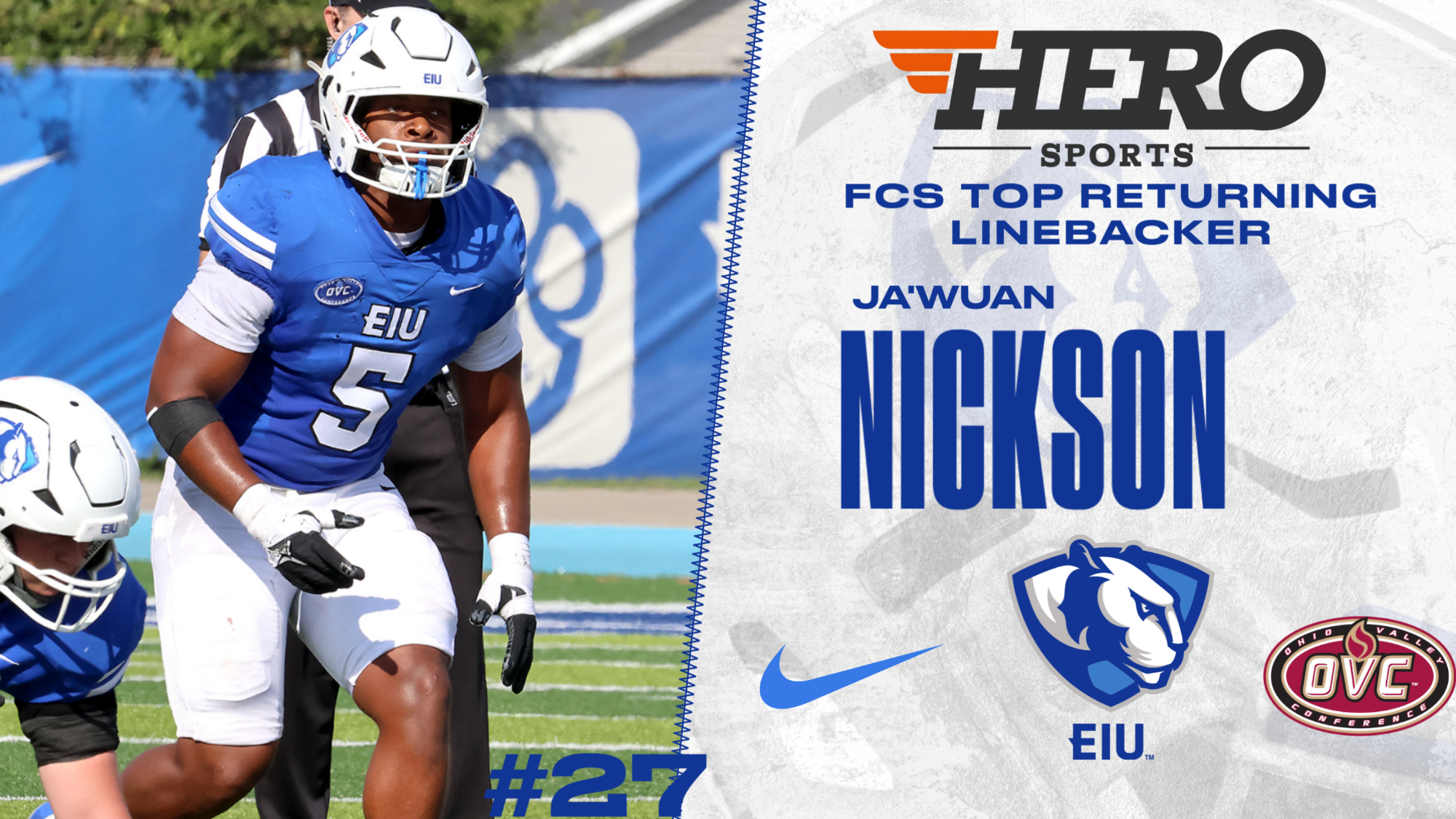 Linebacker Ja'Wuan Nickson named a top returning FCS Linebacker by Hero Sports FCS