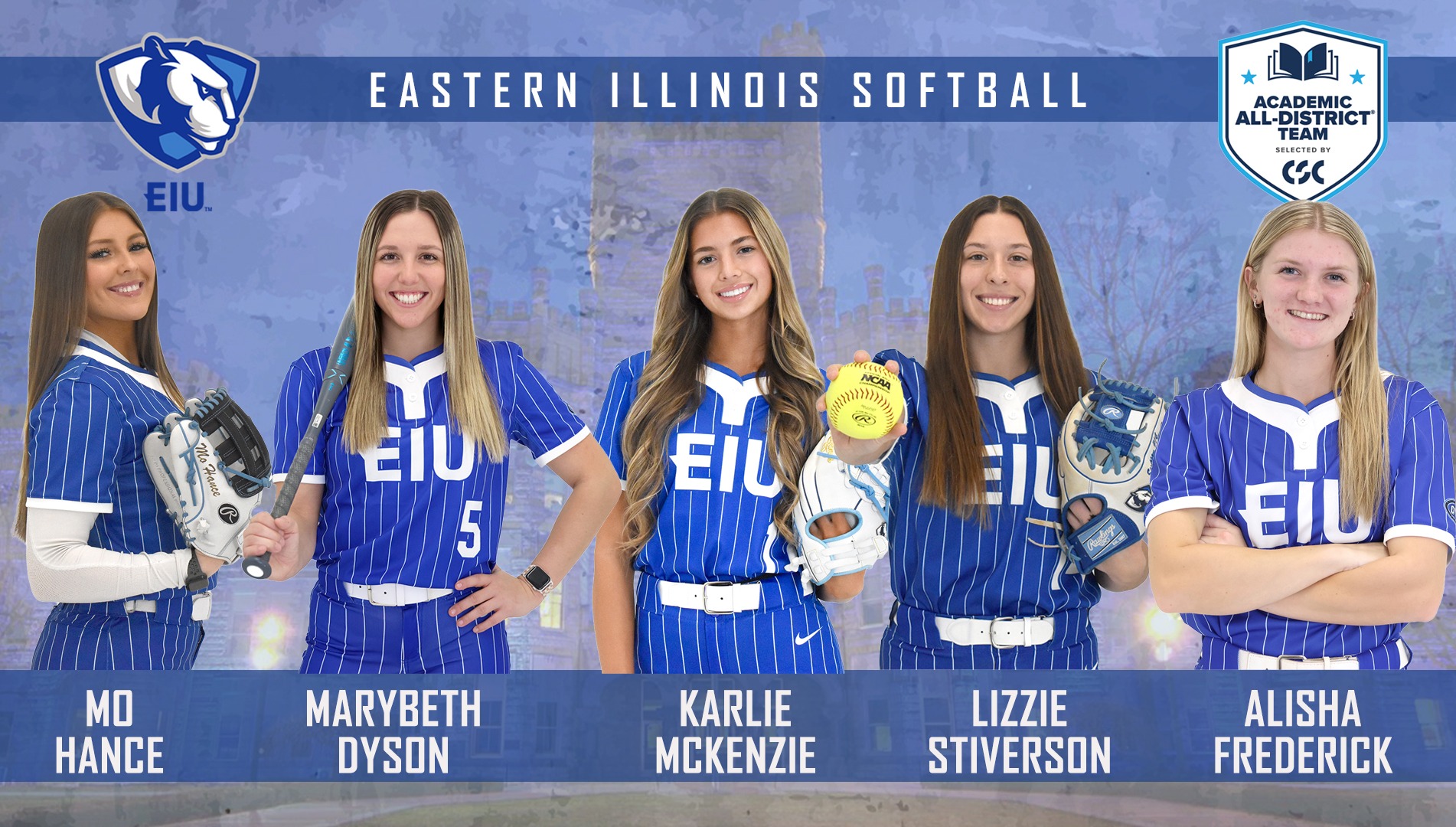 EIU Softball had five players named to the Academic All-District Team for 2026