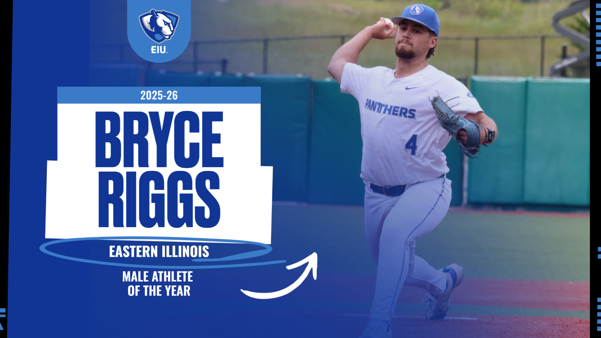 Bryce Riggs from baseball has been named the EIU Male Athlete of the Year for 2025-26