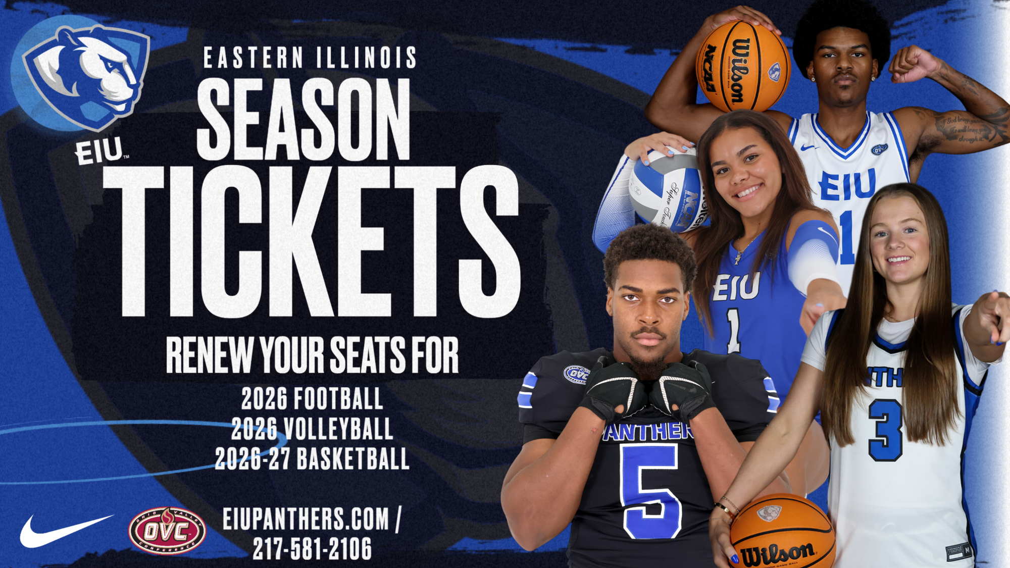 EIU Season Tickets 2026 Renewal Football, Volleyball, Basketball