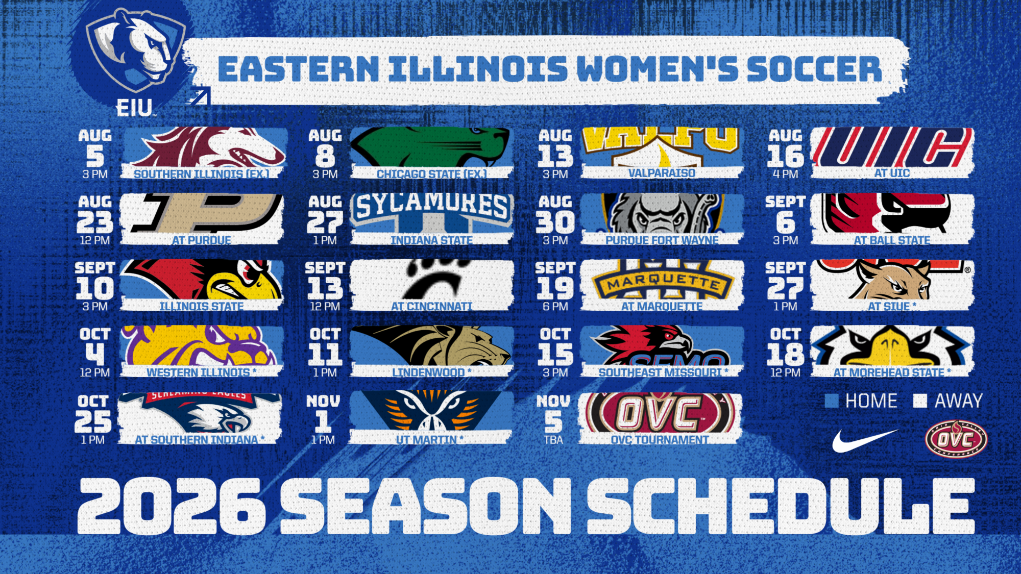 EIU women's soccer schedule - 2026 completed