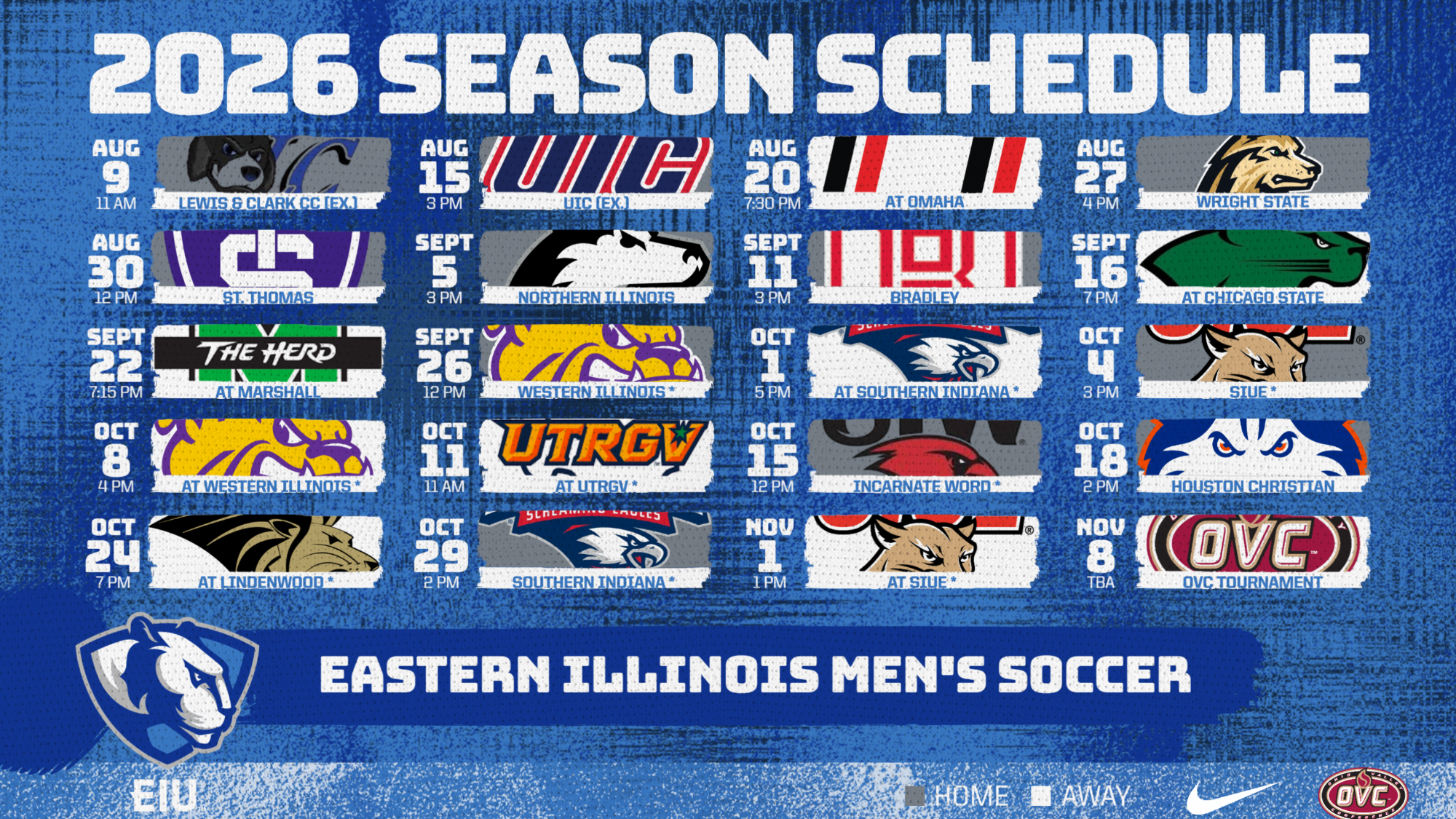 EIU 2026 Men's Soccer Schedule