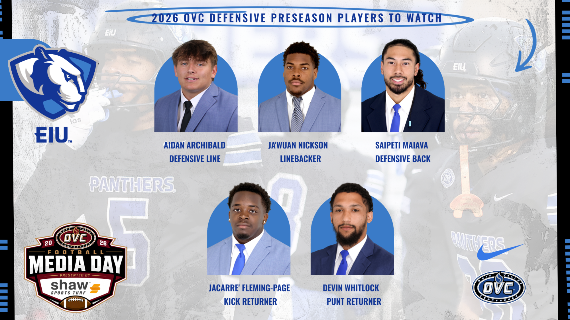 eiu with five players named to ovc defensive player to watch list - updated