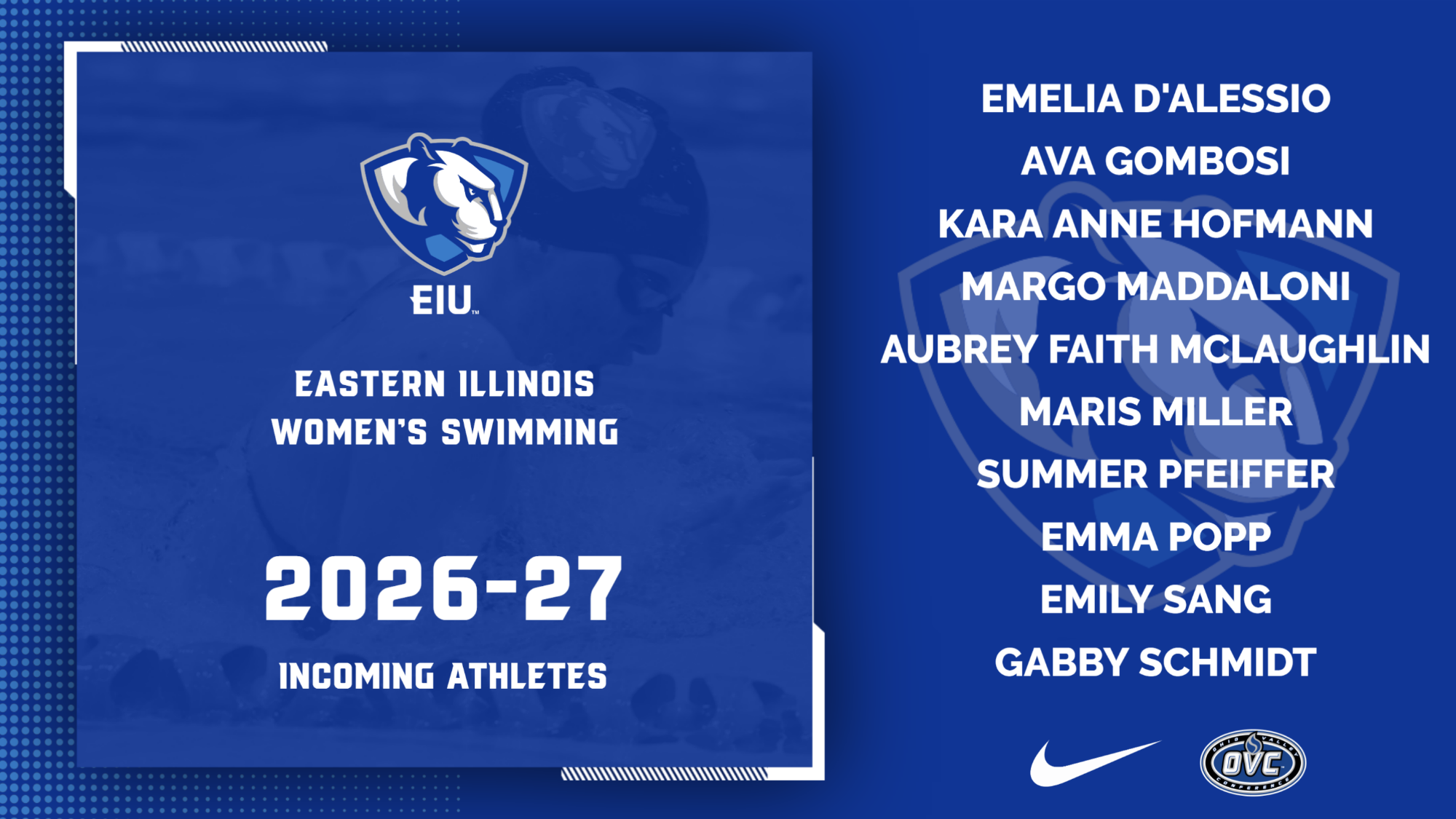 EIU Women's Swimming Announces Ten New Faces Added To 2026-27 Roster