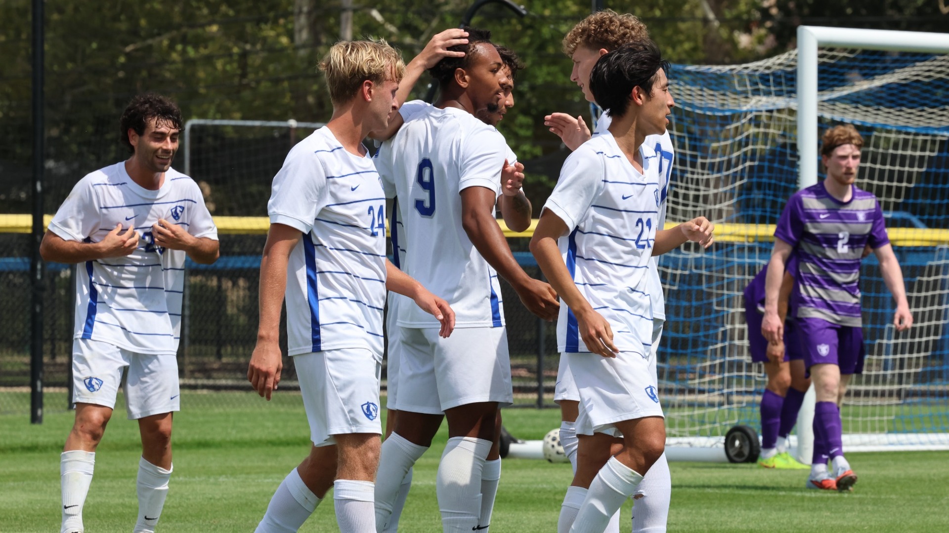 Adam Boykin after he scored a goal against St. Thomas