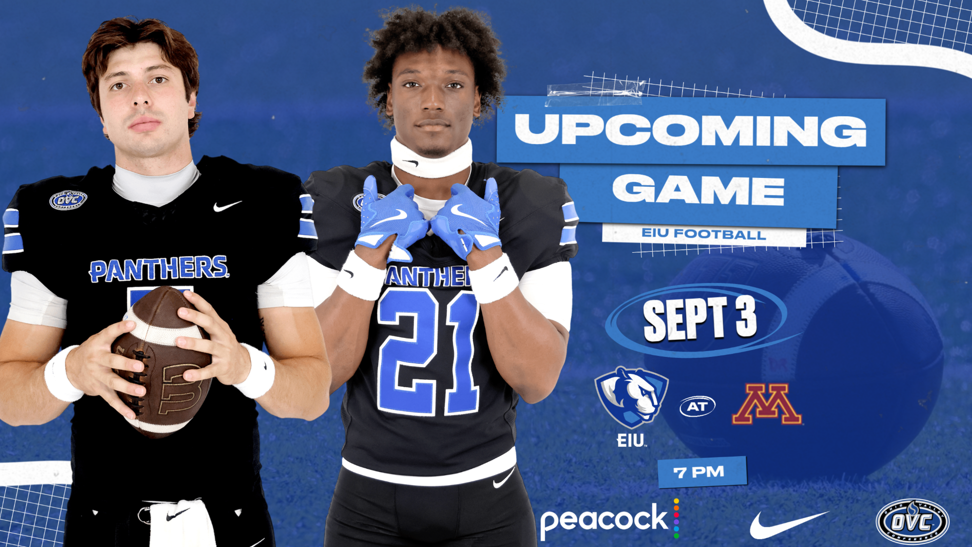 Football Travels to Minnesota on Thursday to face Gophers for second time (pictured Cole LaCrue and Kaleb Lyons)