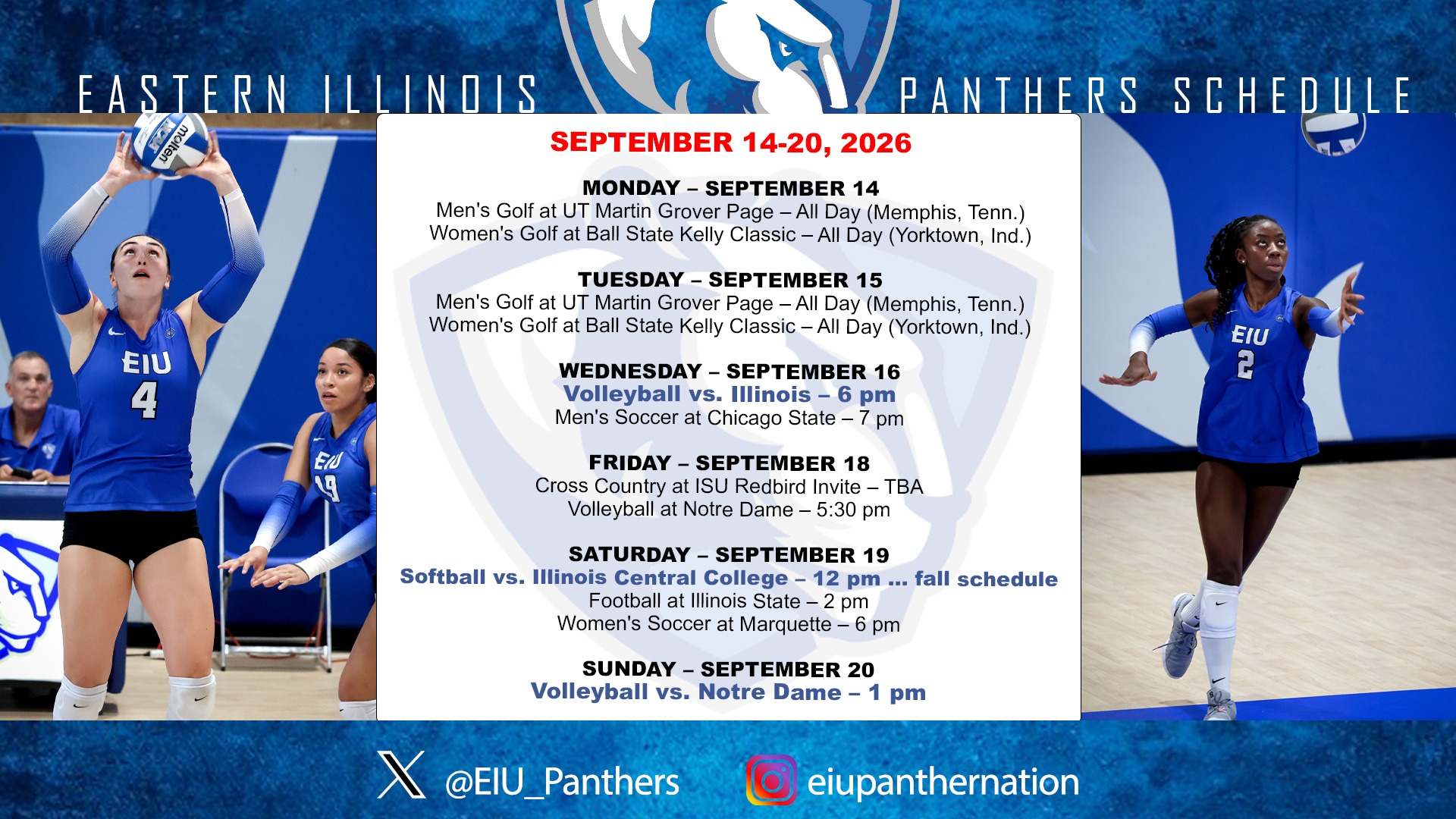 This Week In EIU Athletics - Sept. 14-20, 2026