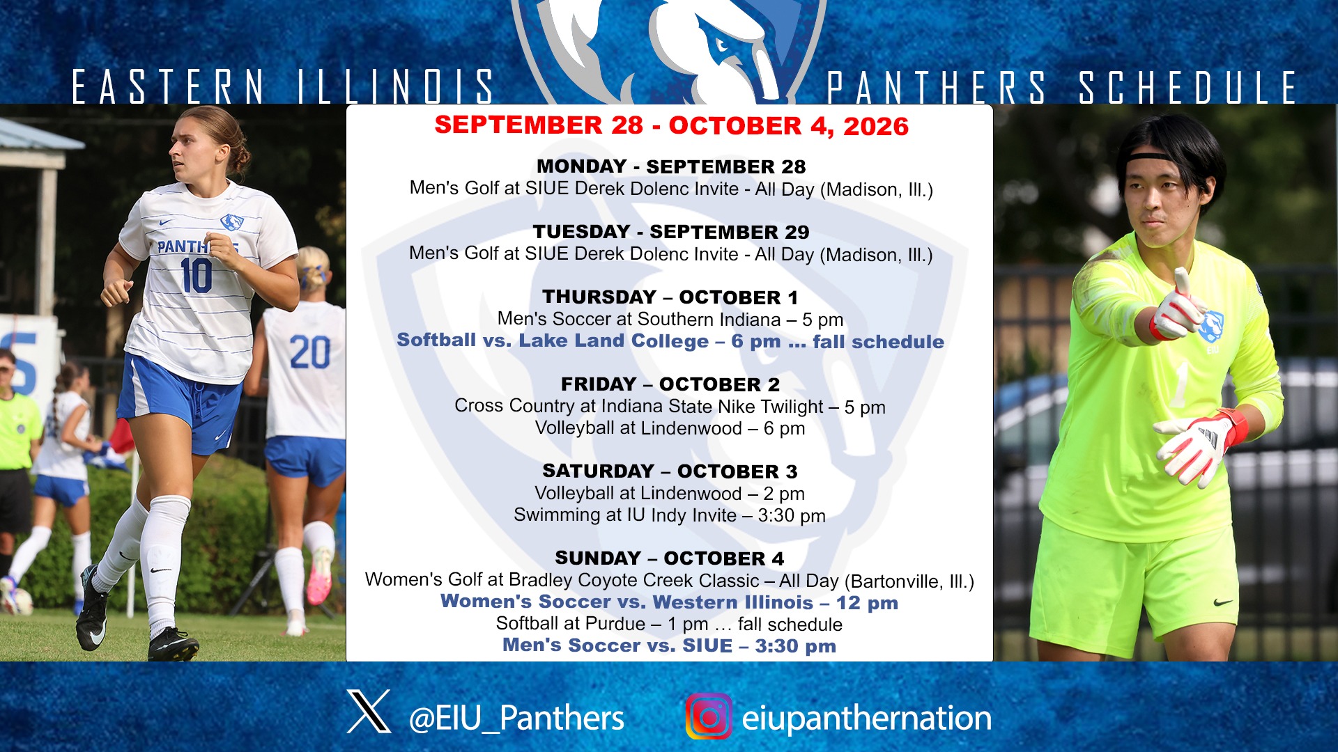 This Week EIU Athletics - Sept. 28 - Oct. 4, 2026