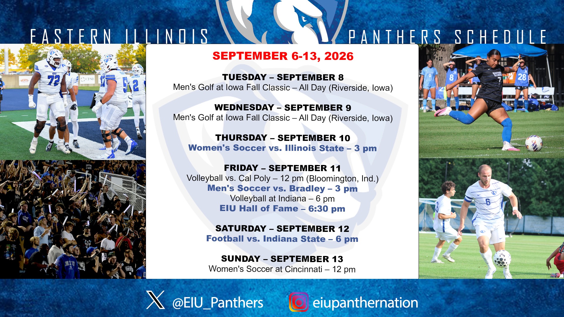 This Week EIU Athletics - Sept. 6-13, 2026