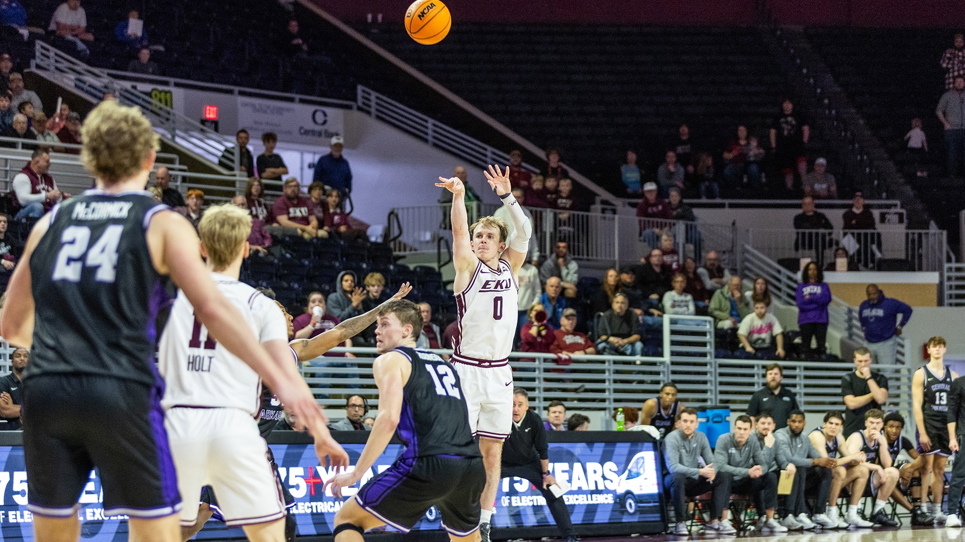Turner Buttry attempts a 3-pointer in the second half against Central Arkansas