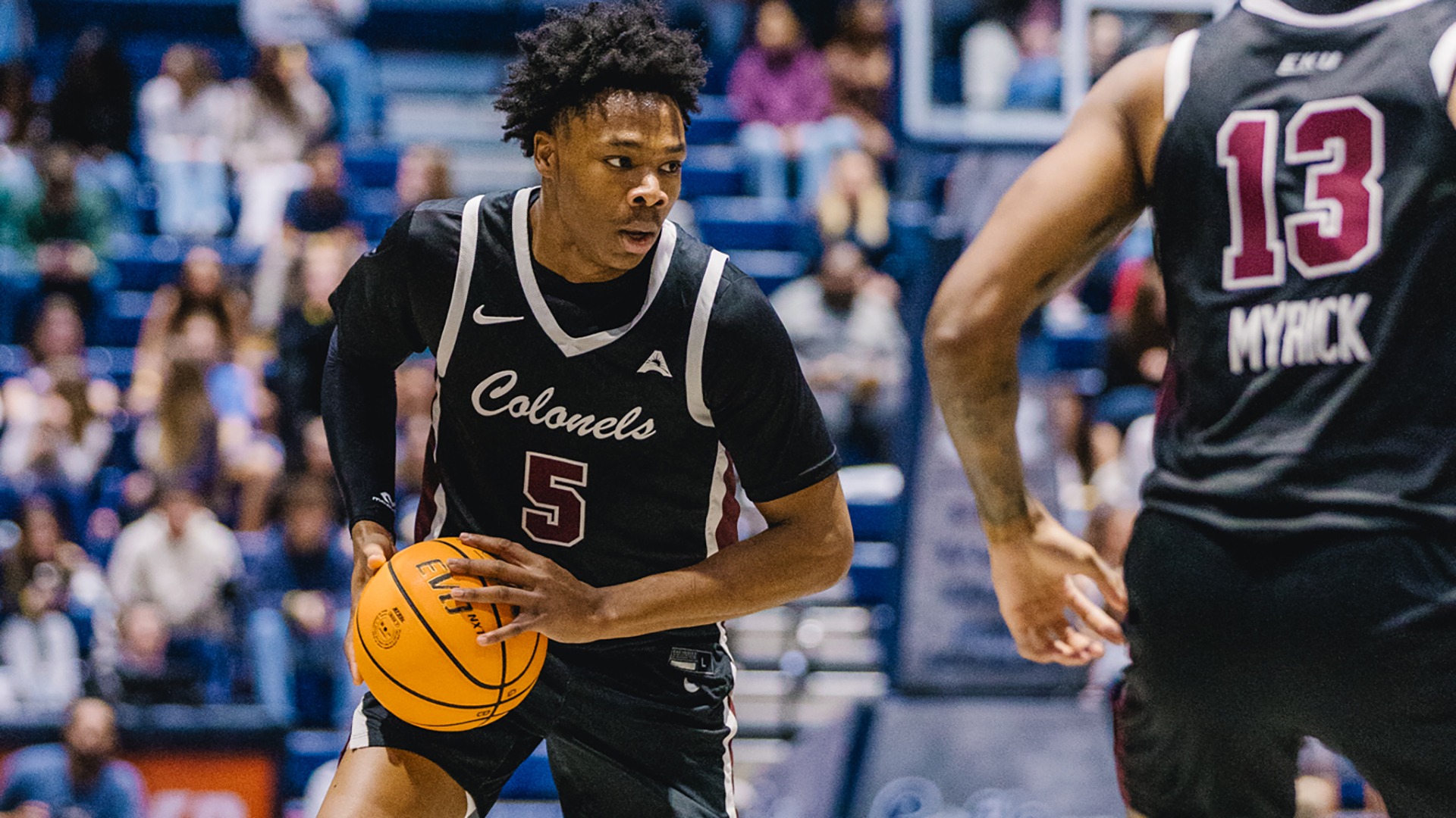 Jayden Harris looks to attack the basket at North Florida