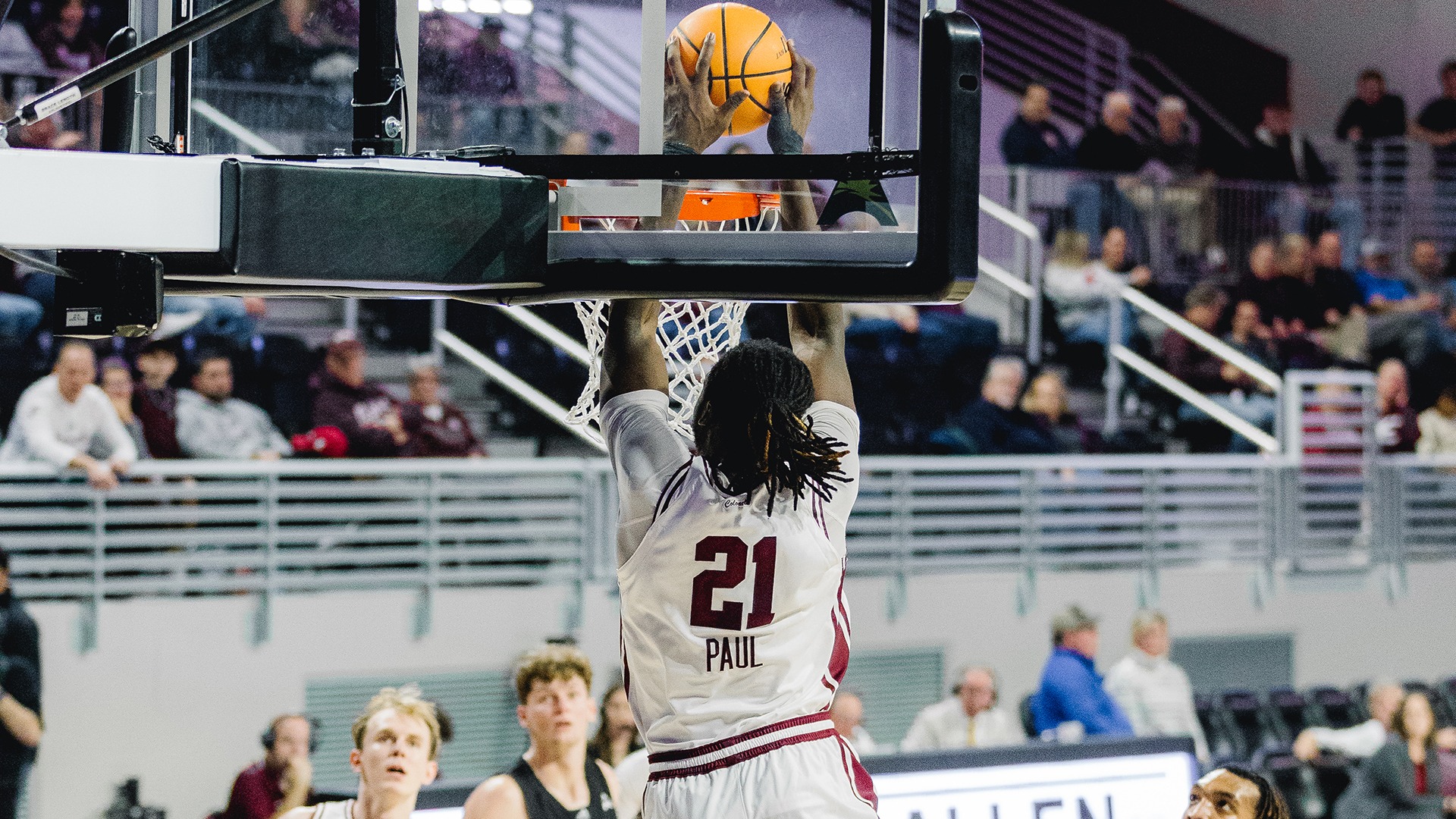 Yvens Paul dunks the ball against North Alabama