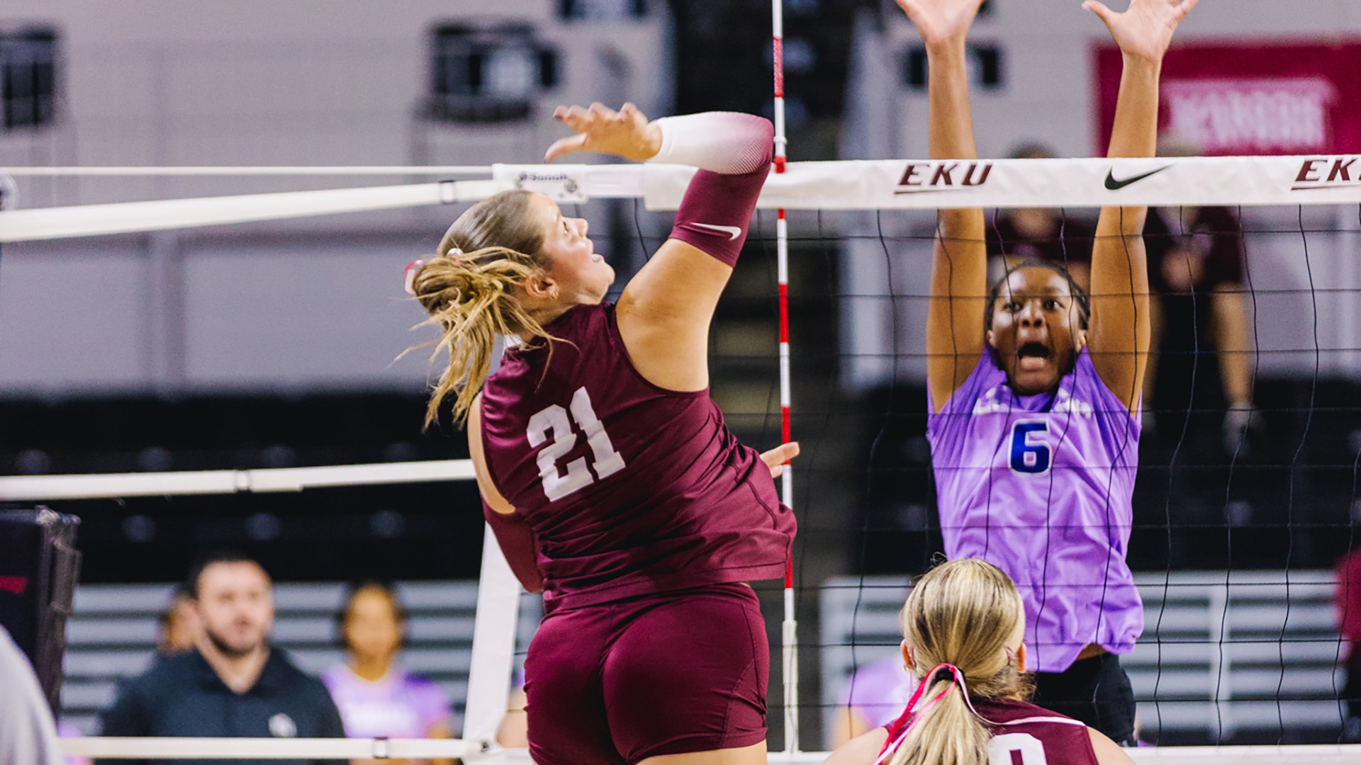 Addison Burke swings at a ball against North Alabama