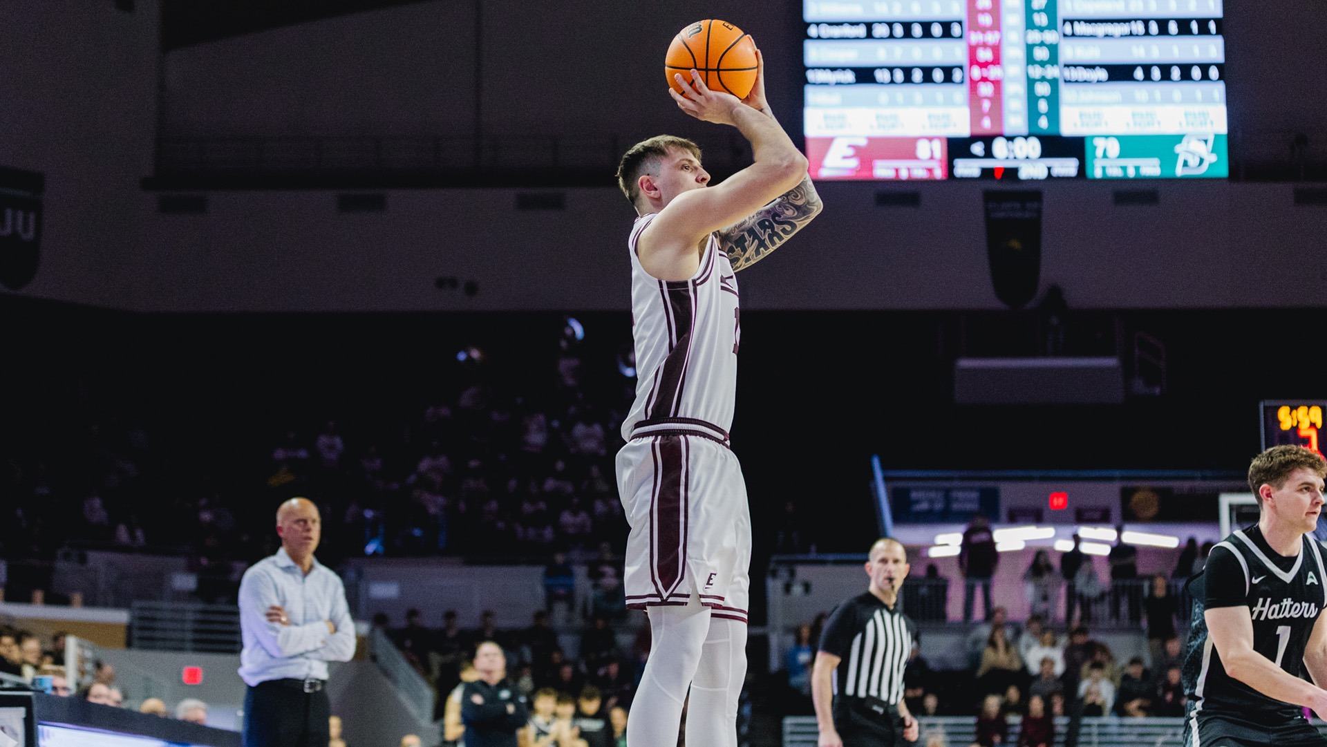 Austin Ball attempts a shot against Stetson