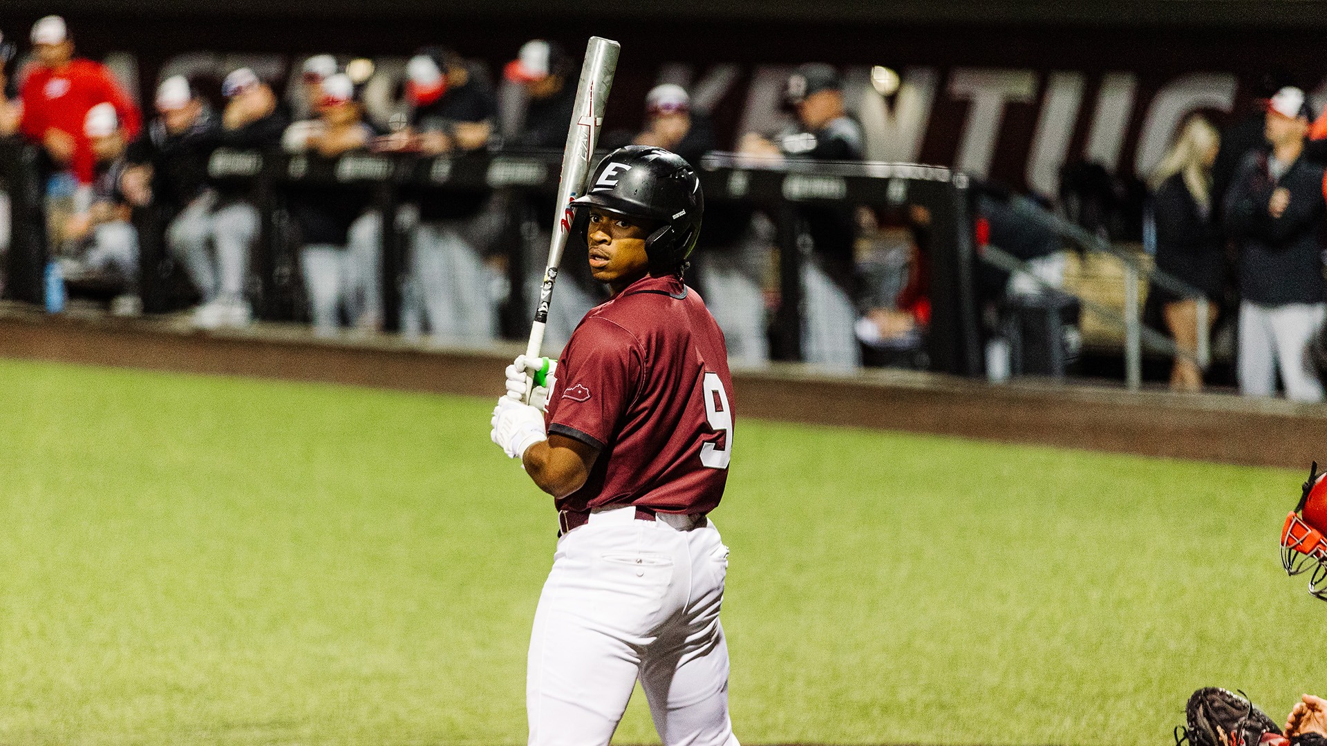 Jay Douglas prepares to bat against Western Kentucky
