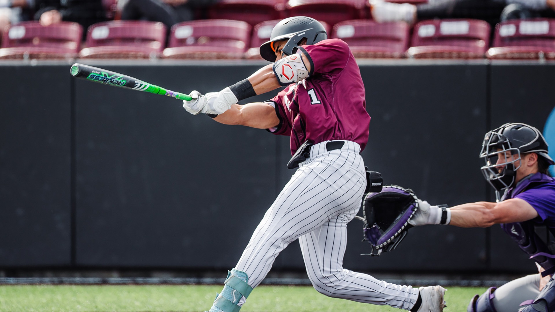 Pedro Moreno swings at a pitch against Central Arkansas
