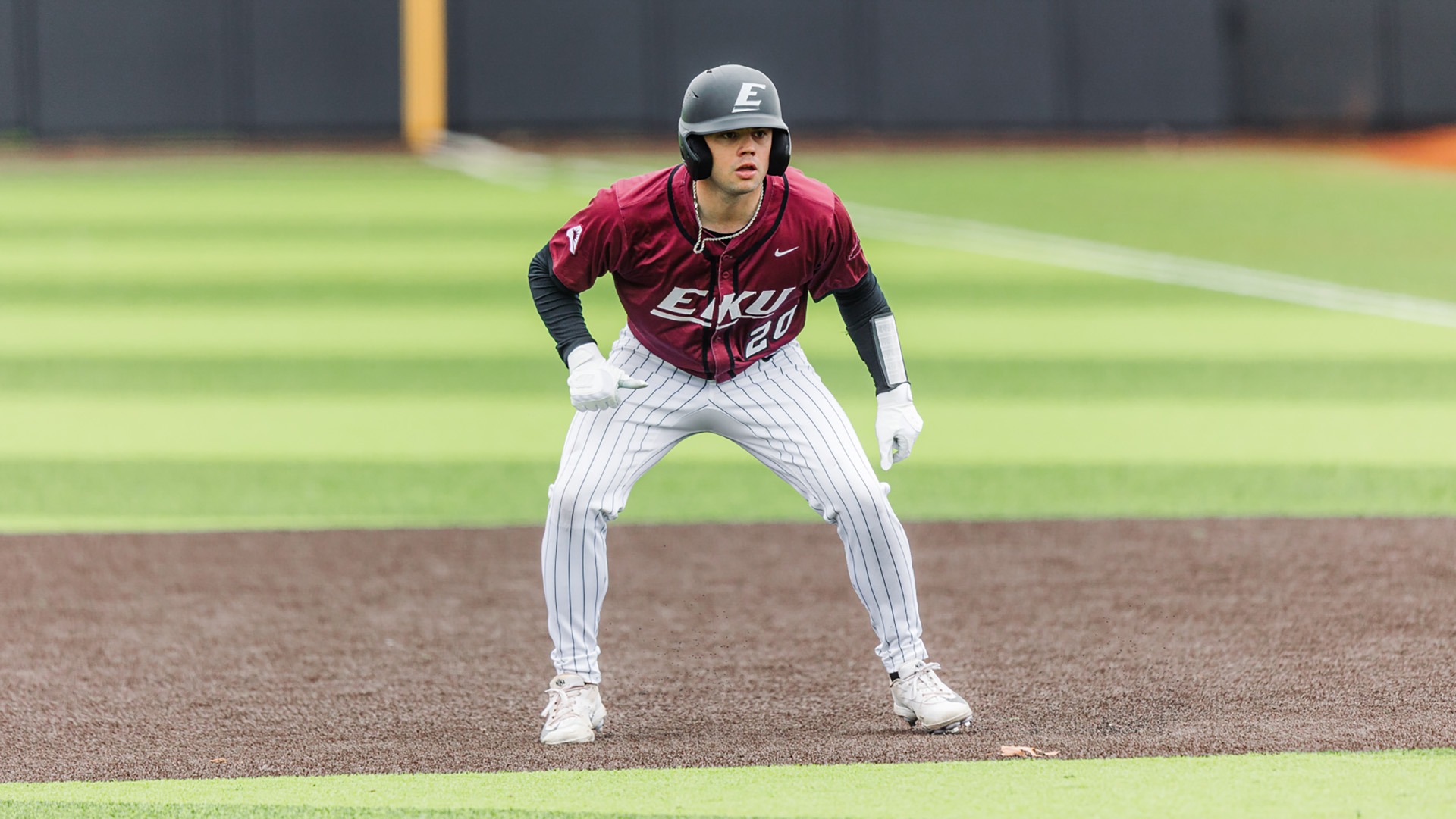 Ricco Longo takes a lead off of first base against Illinois State