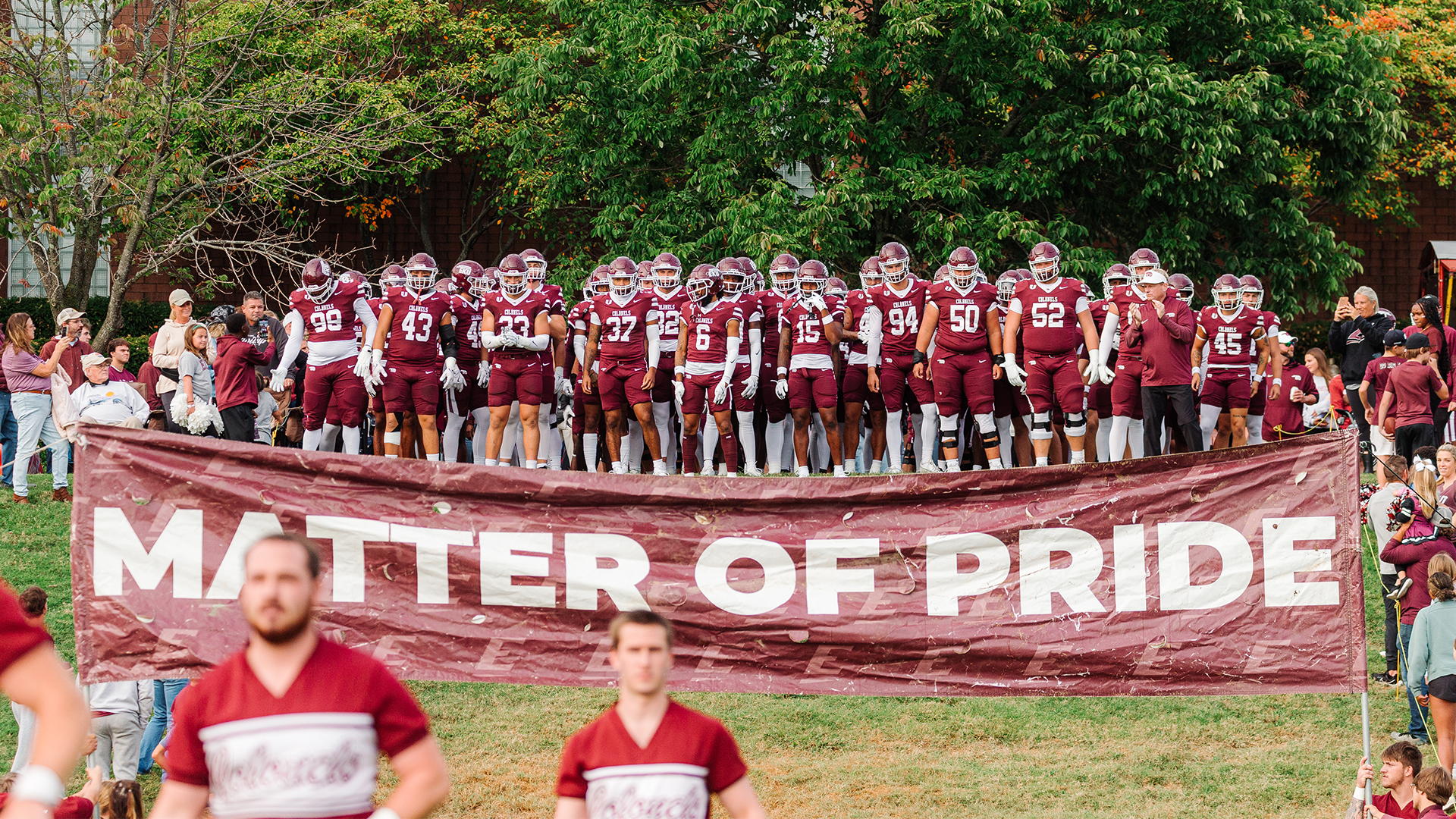 EKU Football Players Waiting to Run Down Hill Pre-Game