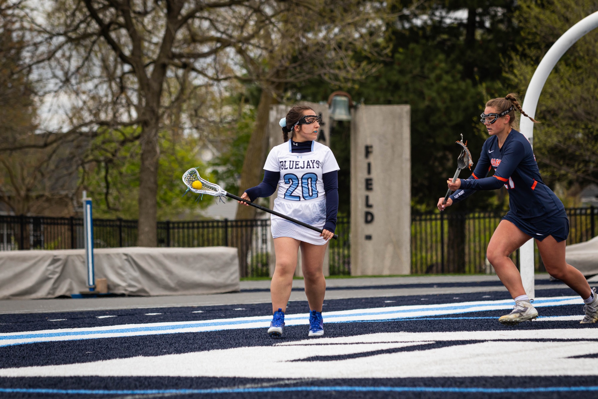Elmhurst University Women's Lacrosse vs. Carroll University on 4/20/2024 at Langhorst Field in Elmhurst, IL. Photo by Matthew Haufe.