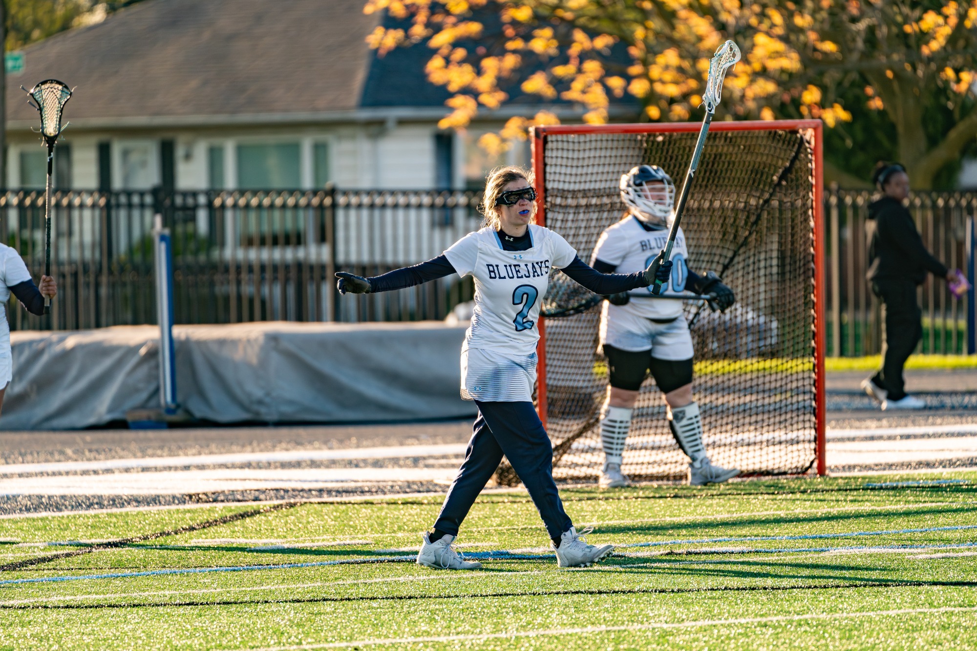ELMHURST, IL - April 24th, 2024 - Elmhurst Midfielder M.C. Brown (#2) during the game between the University of Chicago Maroons and the Elmhurst Bluejays at Langhorst Field in Elmhurst, IL. Photo By Harry Figiel