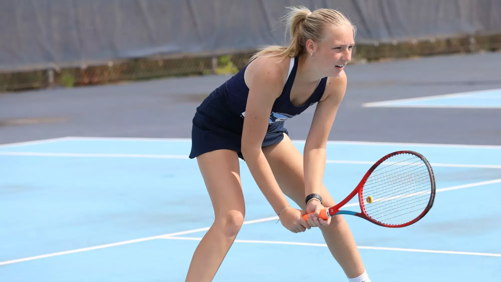 Elmhurst Women's Tennis vs. Elgin on 9/15/2024 at Lester Brune Tennis Courts in Elmhurst. Photo by Karin Fox.