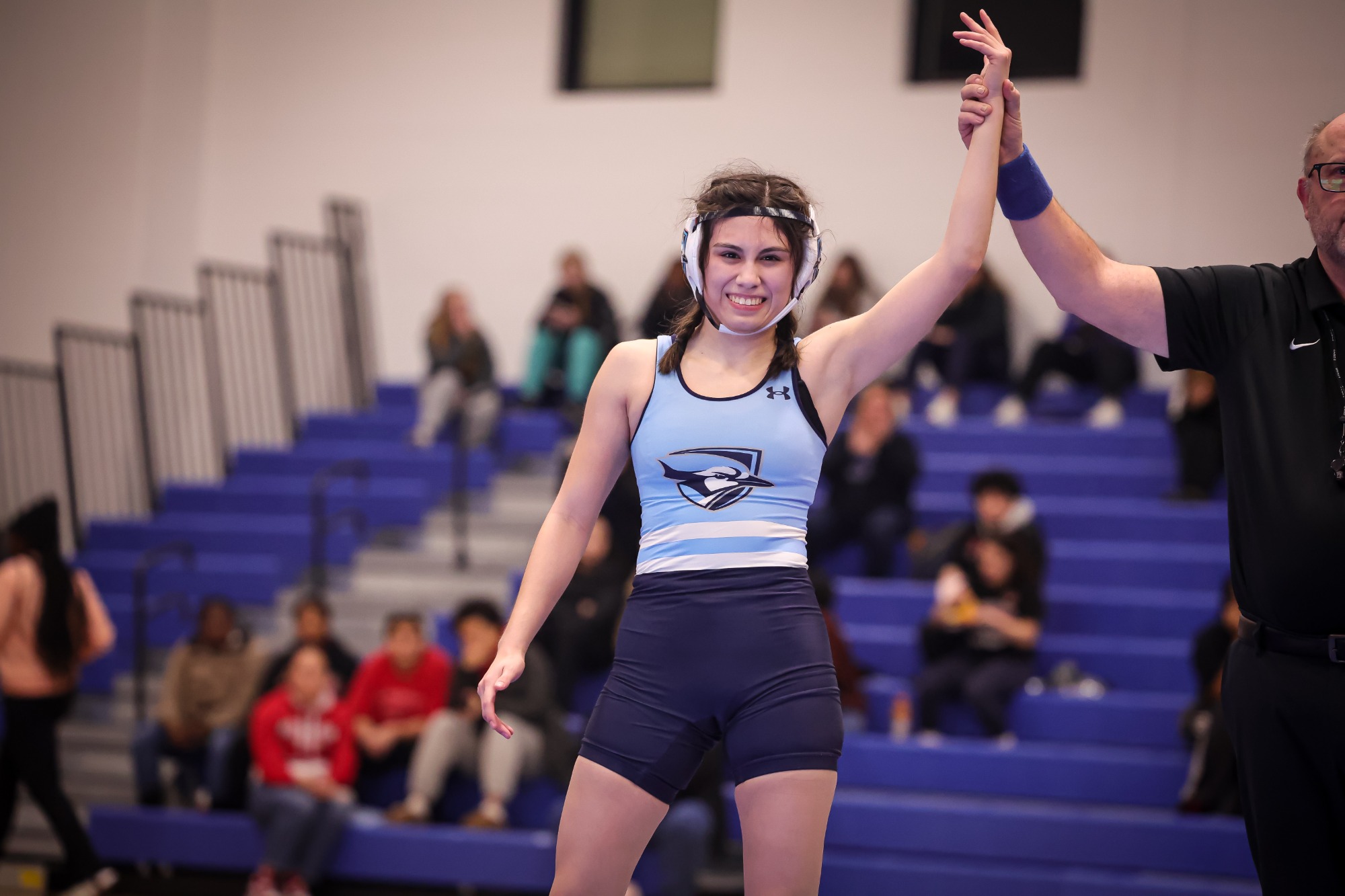 Elmhurst Women's Wrestling vs. North Central on 1/16/25 at R.A. Faganel Hall in Elmhurst, IL. Photo by Norman Cohen.