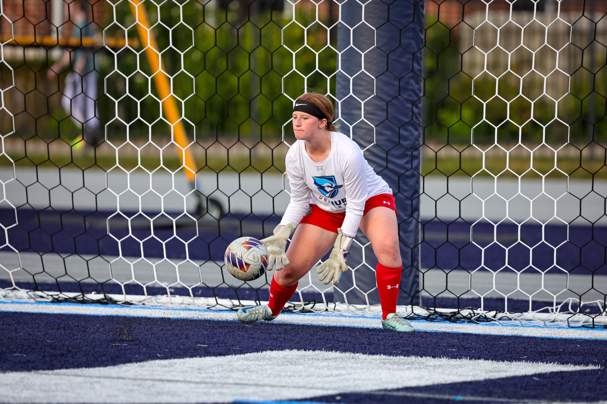 Sequoia Ross during the Elmhurst Women's Soccer game vs. Ripon College on 9/9/2025 at Langhorst Field in Elmhurst, IL. Photo by Norman Cohen/Elmhurst Athletics.