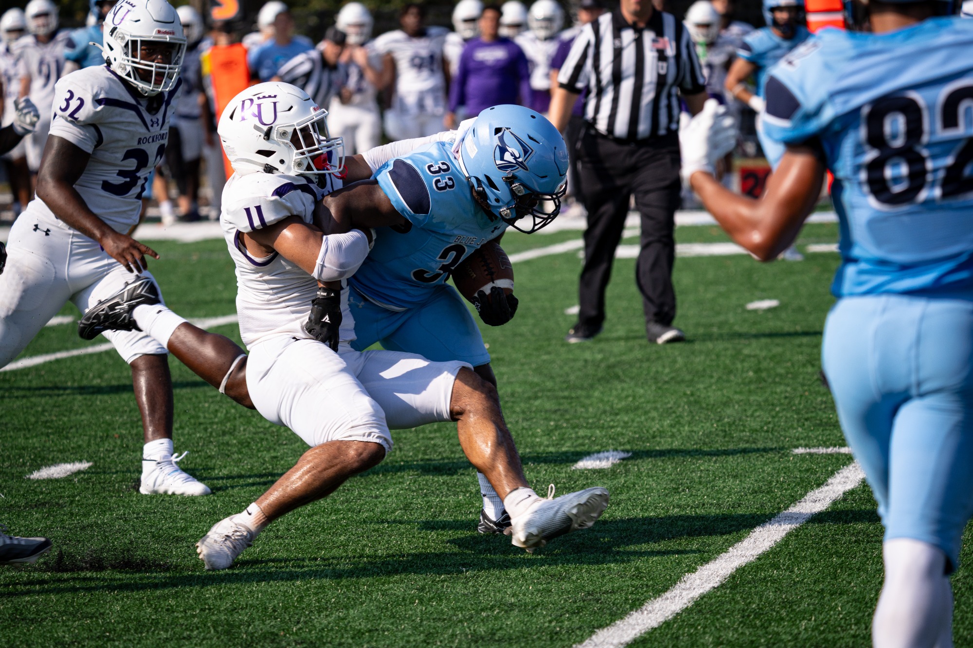 Jeffrey Elms during the Elmhurst Football game vs. Rockford on 9/13/2025. Photo by Lorrie Decker/Elmhurst Athletics.