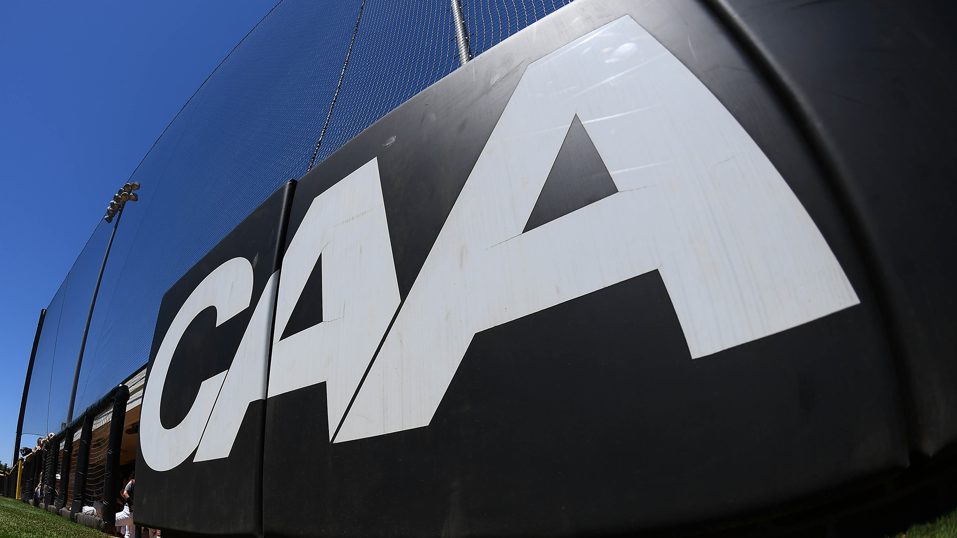 CAA padding logo at Hunt Softball Park