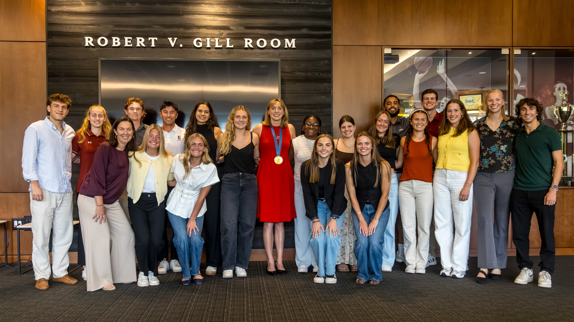 Athletics: Katie Ledecky with student-athletes at 2025 Fall Convocation