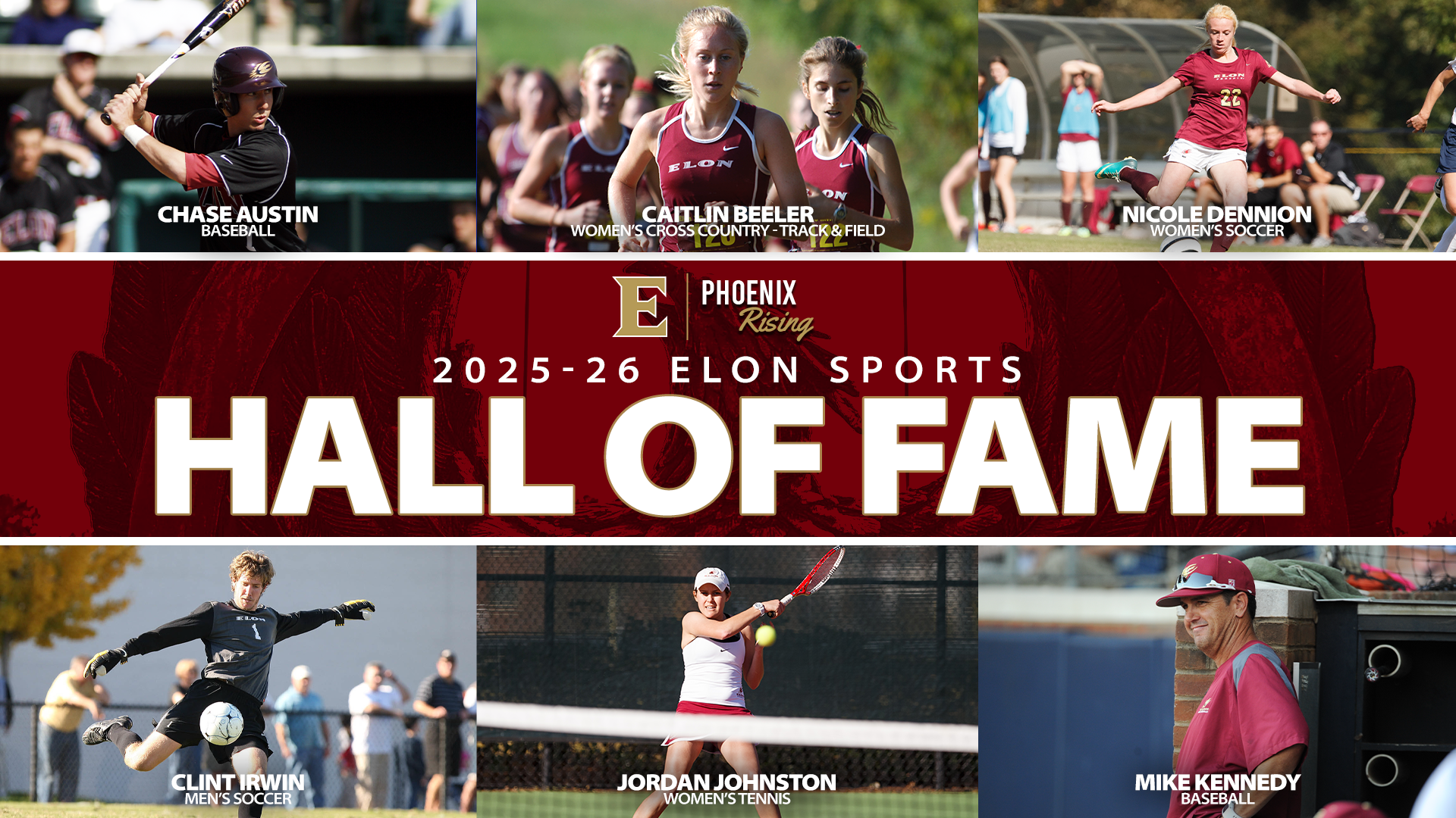 2025-26 Elon Sports Hall of Fame Class - Announcement Graphic