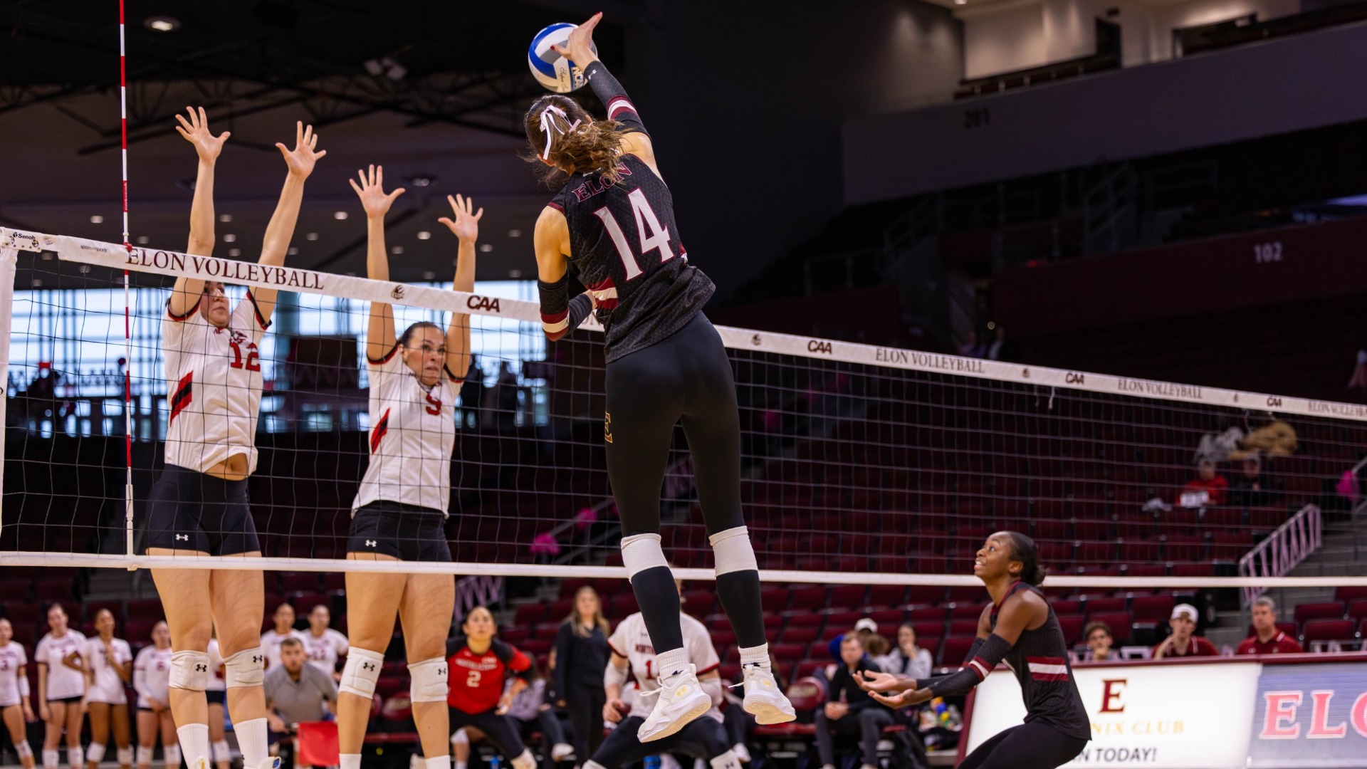 Anna Sewell going for a kill versus Northeastern