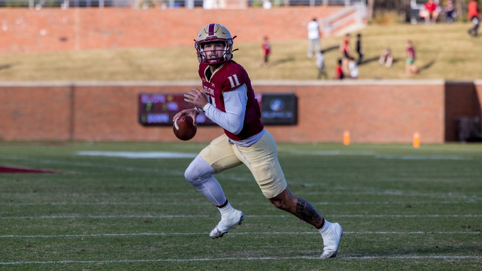 Landen Clark escapes the pocket against NC A&T 