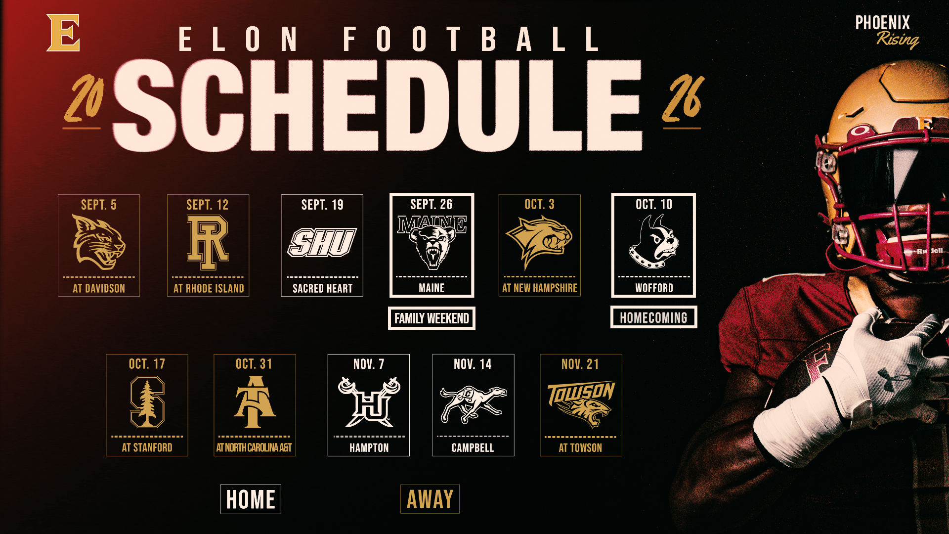 2026 Elon Football Schedule Horizontal 