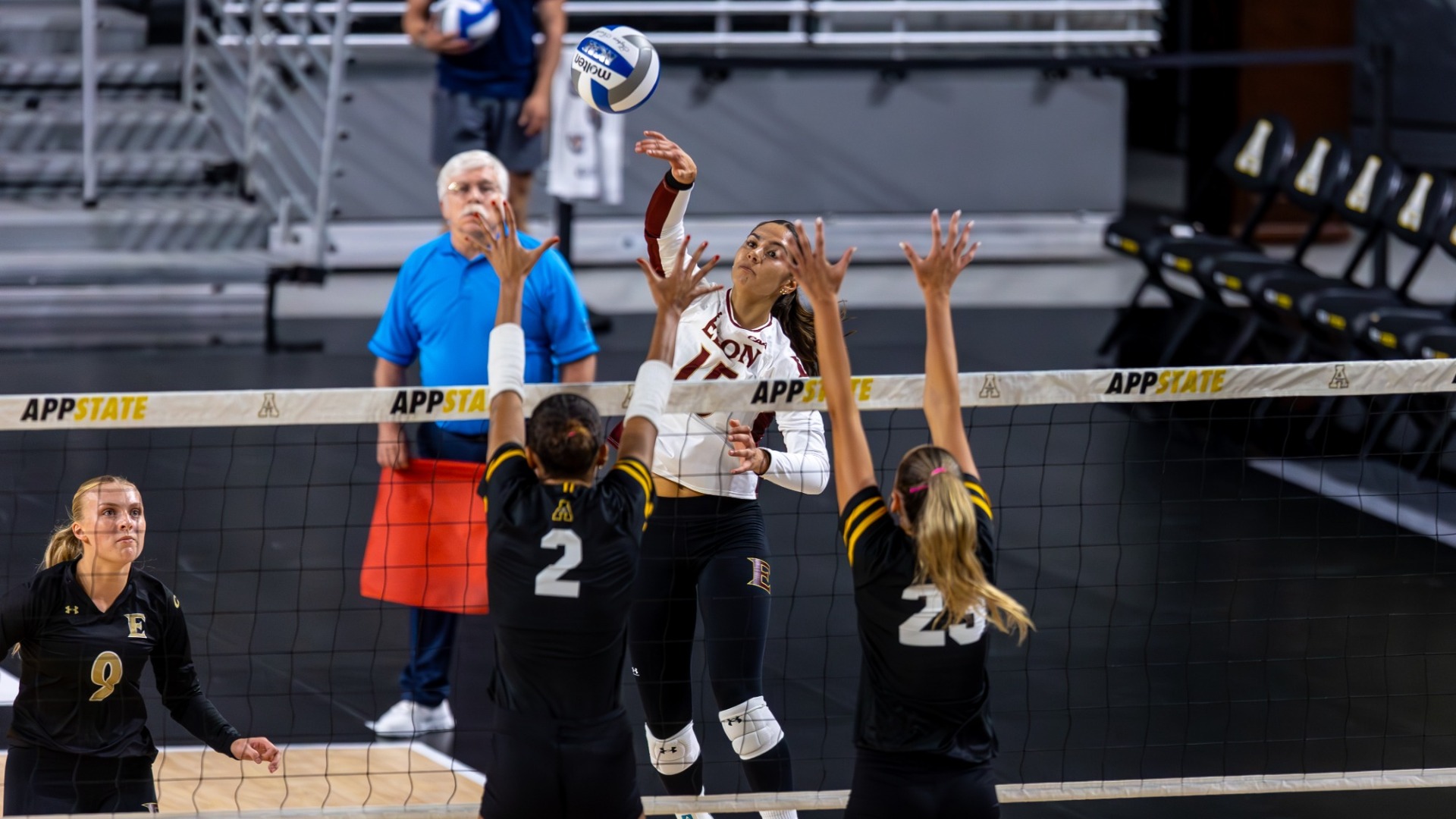 Simrin Carlsen goes for an attack at Appalachian State