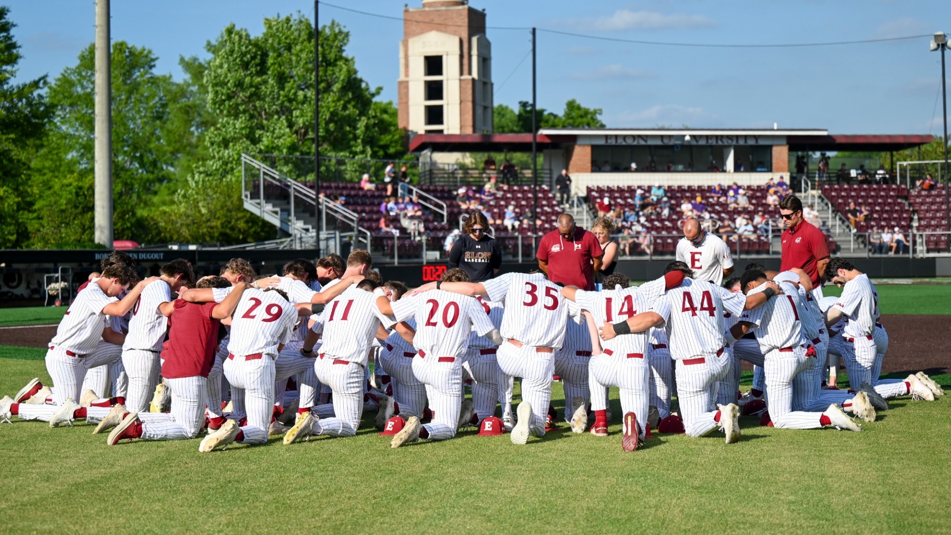 Baseball team huddle vs ECU 
