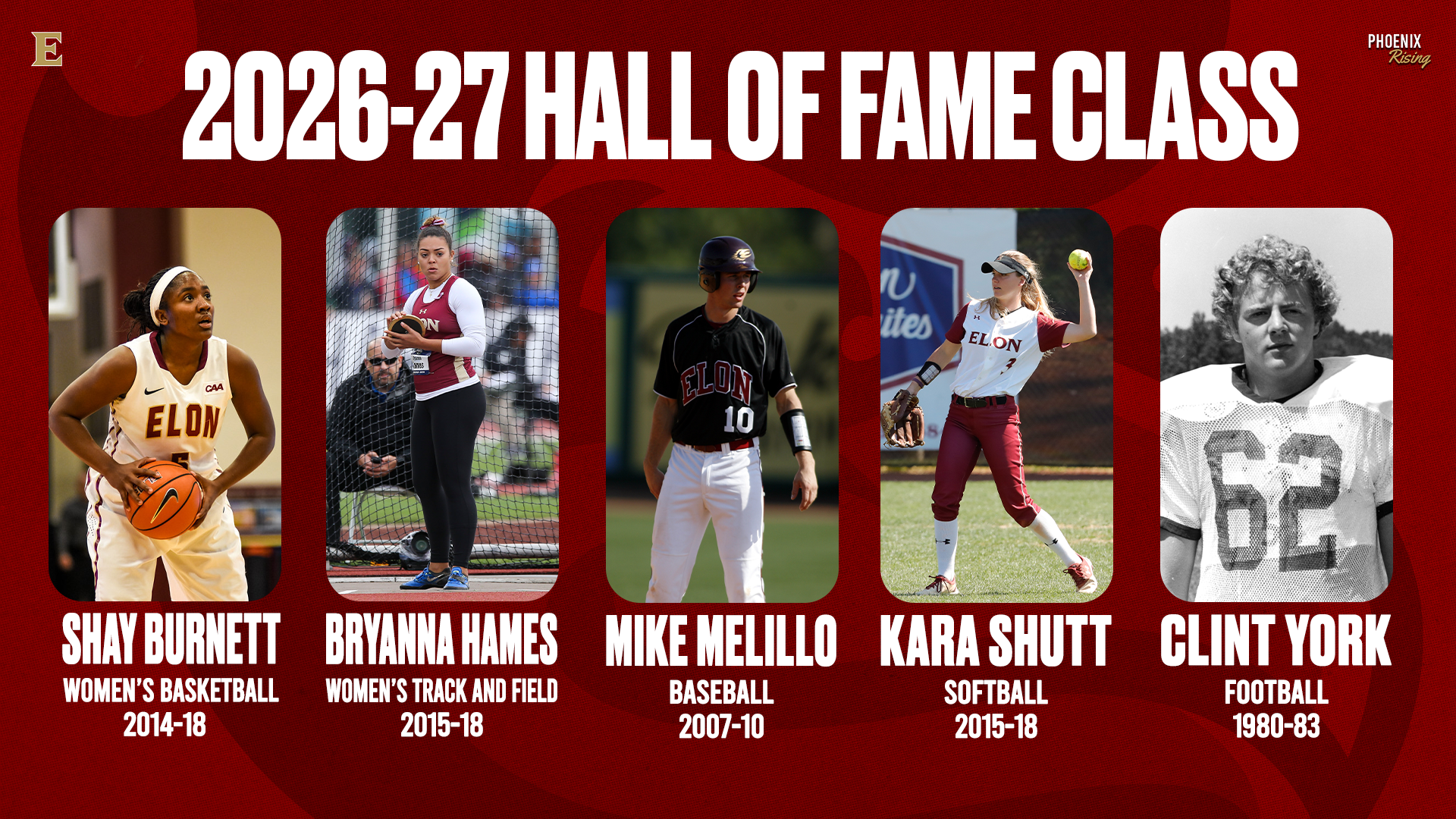 Elon Sports Hall of Fame 2026-27 Class Graphic